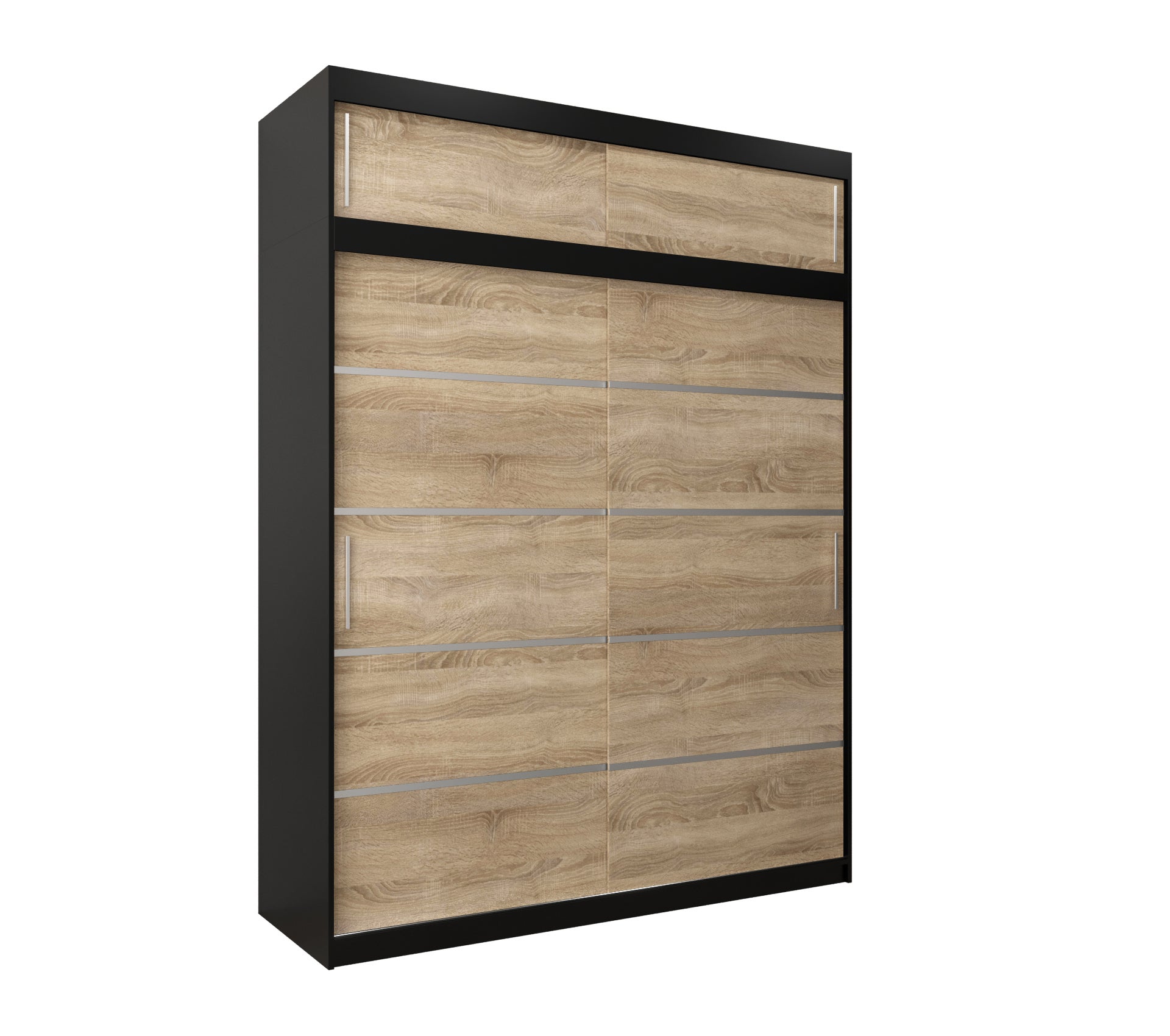 Szafa przesuwna z nadstawką garderoba Verona 1 180 x 62 x 240 cm Czarny + Sonoma - Abiks Meble