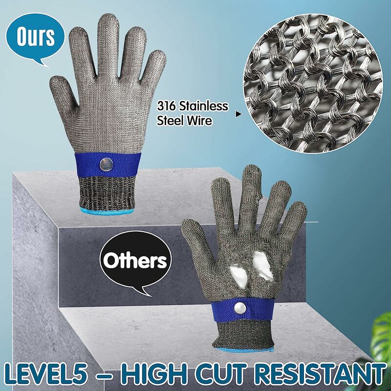 Gants Anti Coupure Protection Haute Performance Niveau 5 Gants de Travail Gant Protection Cuisine pour Filet de Poisson, Découpe de Viande et Sculptur - 2
