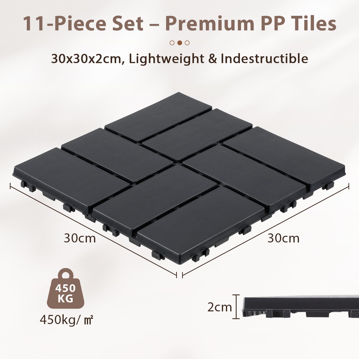 Dalles de sol terrasse jardin – 30x30 cm, drainage efficace, entretien minimal Anthracite 77 pcs（7㎡） - 2