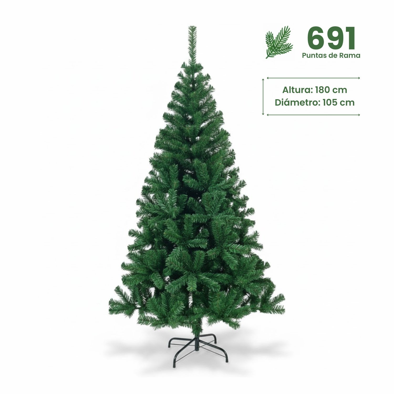 Sapin de Noël artificiel Vert Québec avec base métallique 7house - 4