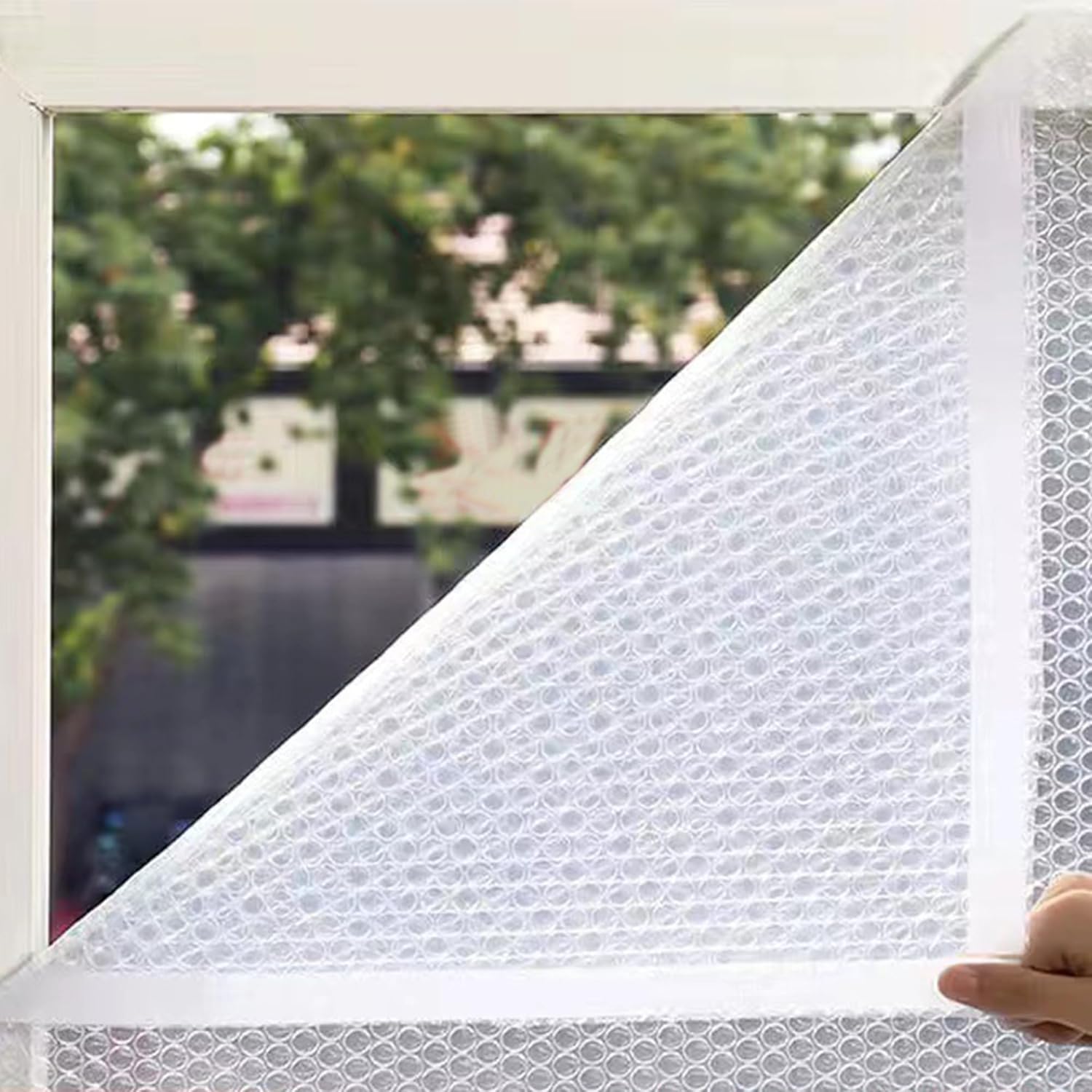 Folia bąbelkowa, półprzezroczysta izolacja okienna, odporne na warunki atmosferyczne zasłony z taśmą samoprzylepną (60 x 60 cm)