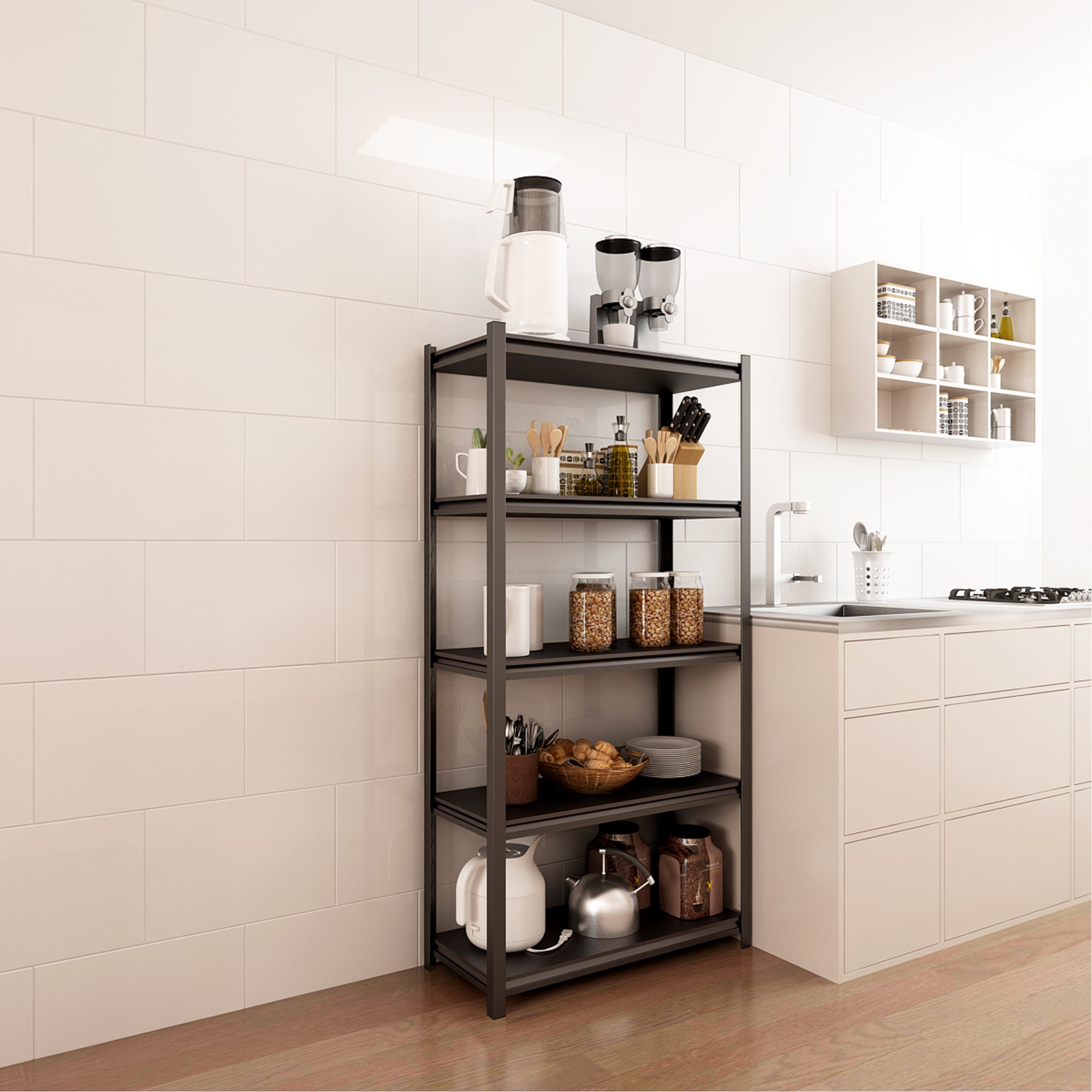 [En.casa] [En.casa] Estantería Para Cargas Pesadas Austrheim Acero 183X90x40 Cm, / Plata Negro , Leroy Merlin