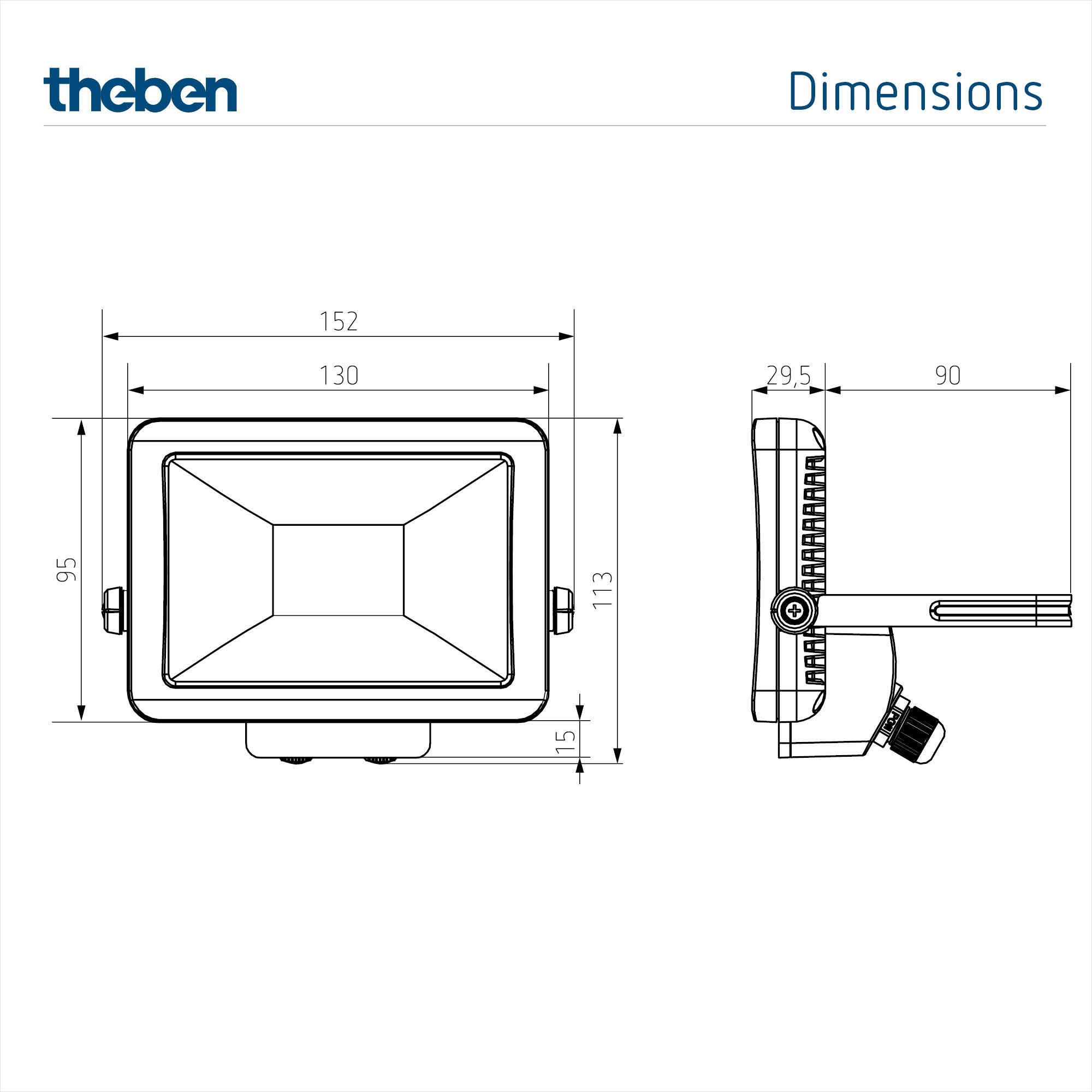 Theben 1020691 theLeda B10L W BK Reflektor LED 10 W, obrotowy 360°, 3000 K, czarny - 2