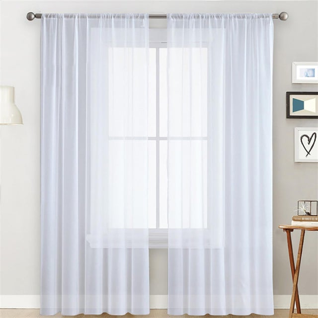 Rideaux Filet Blanc Unis 2 Panneaux 100 x 130 cm, pour Salon Chambre Cuisine