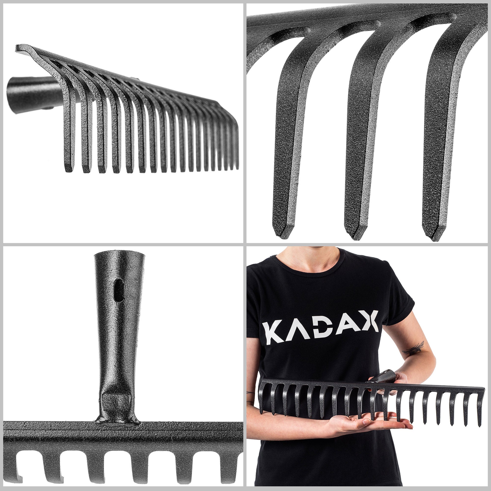 GRABIE DO LIŚCI STALOWE 18-ZĘBNE GRABKI OGRODOWE GLEBY TRAWY BEZ TRZONKA - 2