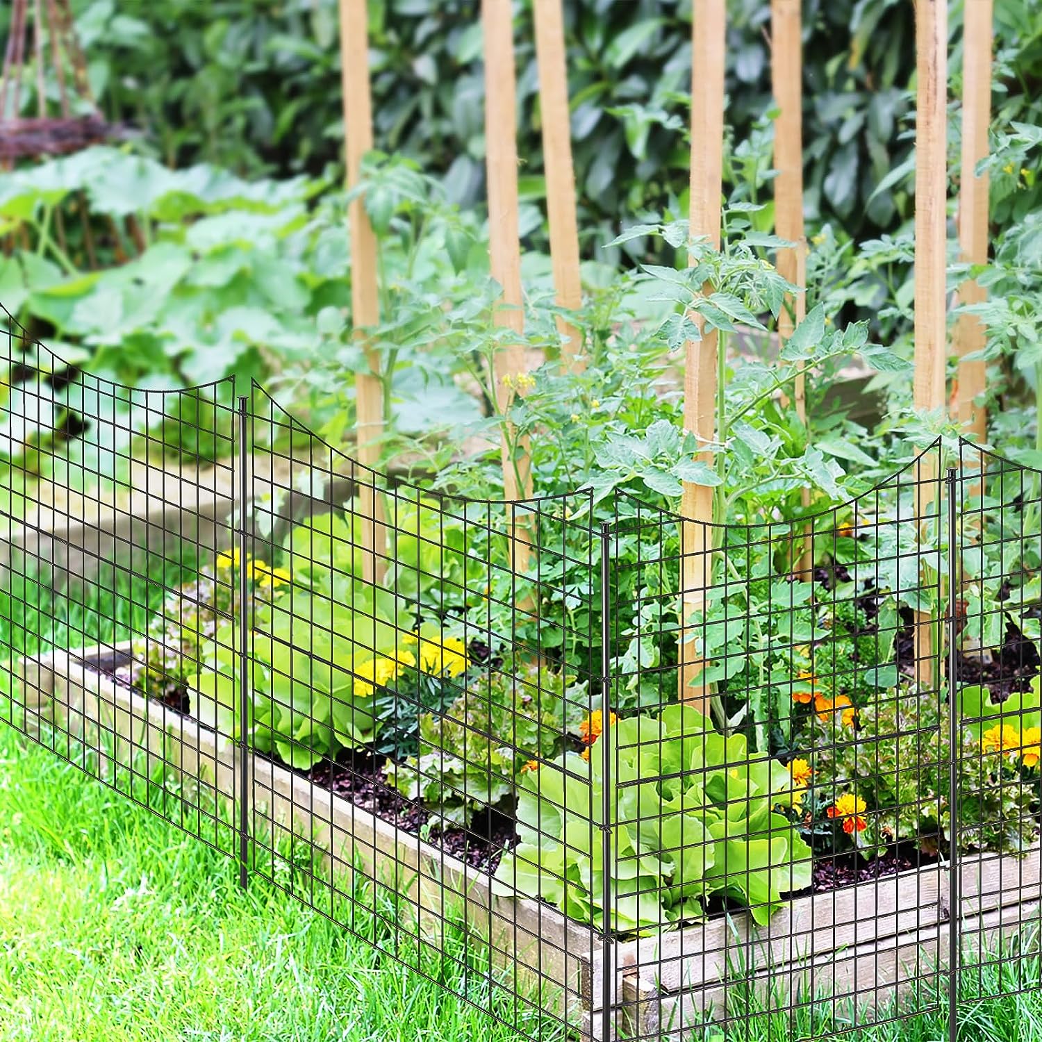Usknxiu Recinzione decorativa da giardino per esterni, 5 pezzi, recinzione in metallo antiruggine per cortile, barriera per animali, decorazione per aiuole da giardino, 60 x 33 cm, bianco