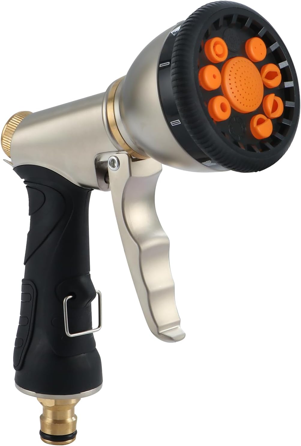 Metalowy pistolet do podlewania ogrodu, pistolet wodny wysokociśnieniowy, 9 regulowanych trybów, do podlewania roślin, mycia samochodu