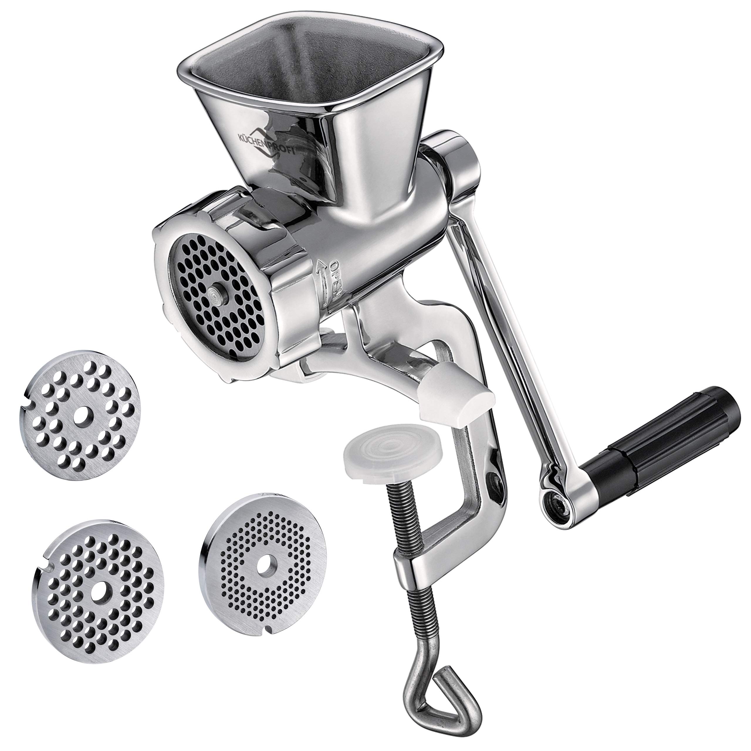 Tritacarne Manuale In Acciaio Inox Con Manico In Legno – 6 Lame, Per Carne Macinata, Verdure E Salse, Facile Da Pulire E Usare