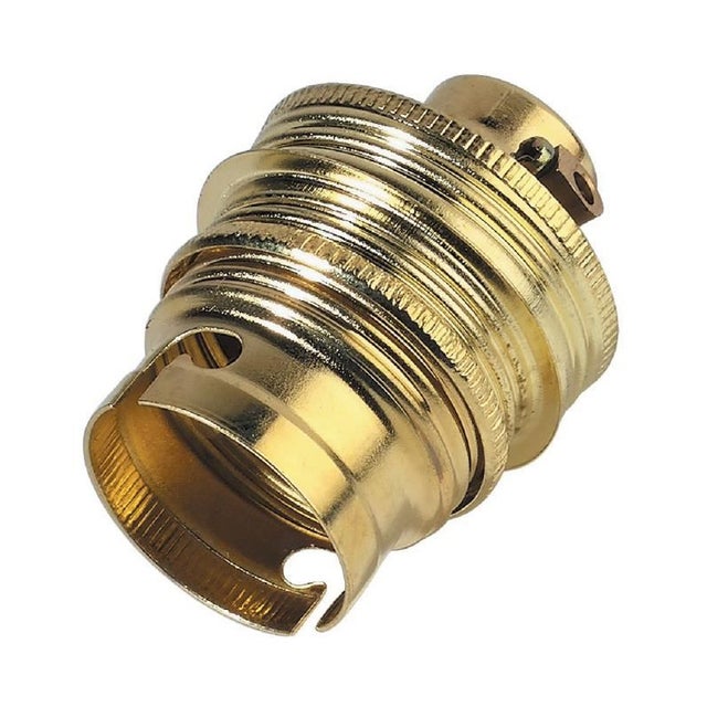 Douille B22 acier laitonné avec passage de fil Ebenoid Raccord Ø11mm Double bague