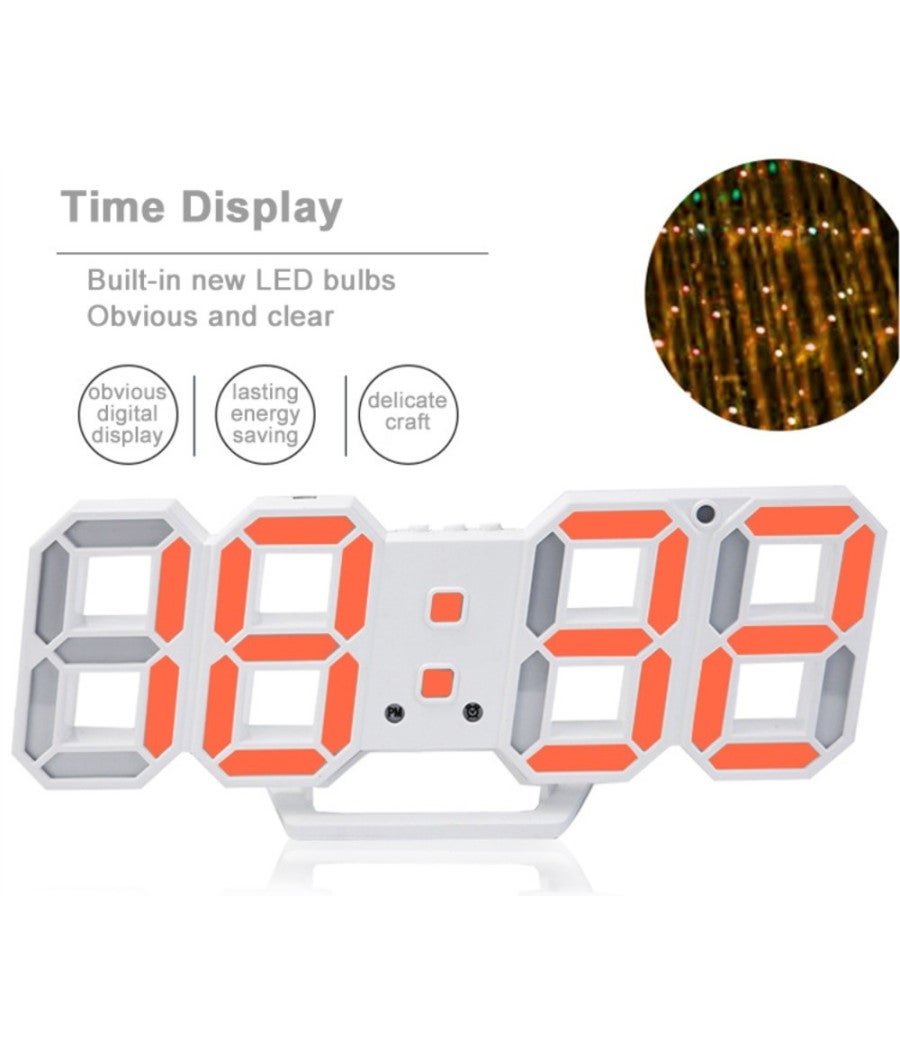 Trade Shop - Orologio Sveglia Digitale Display 3d A Led Da Tavolo Parete Arredo Casa Ufficio - - 5
