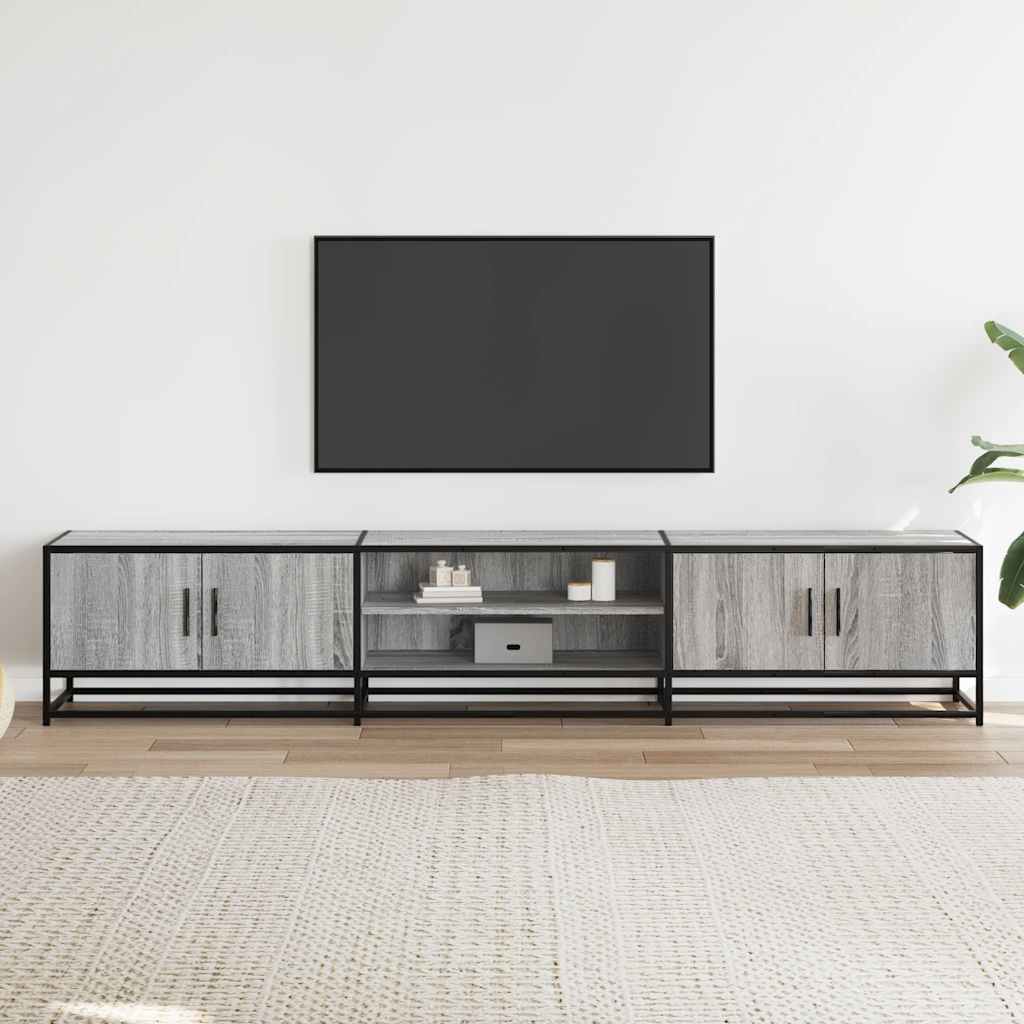 vidaXL Meuble TV sonoma gris 210x35x41 cm bois d'ingénierie - 4