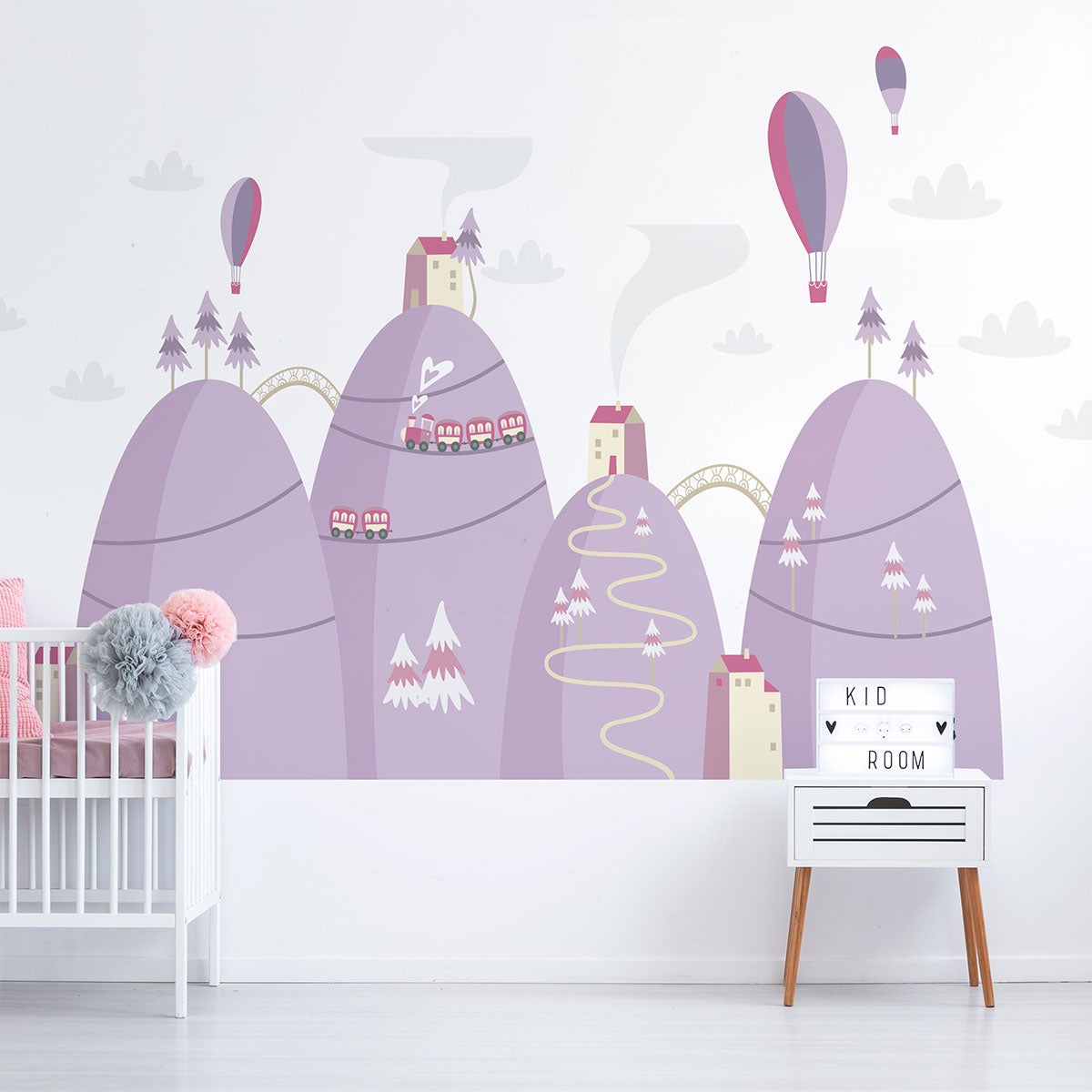 Adesivo bambino di montagna scandinavo mongolfiere nell'aria - Sticker adesivo - adesivi murali - 70x105cm - 3