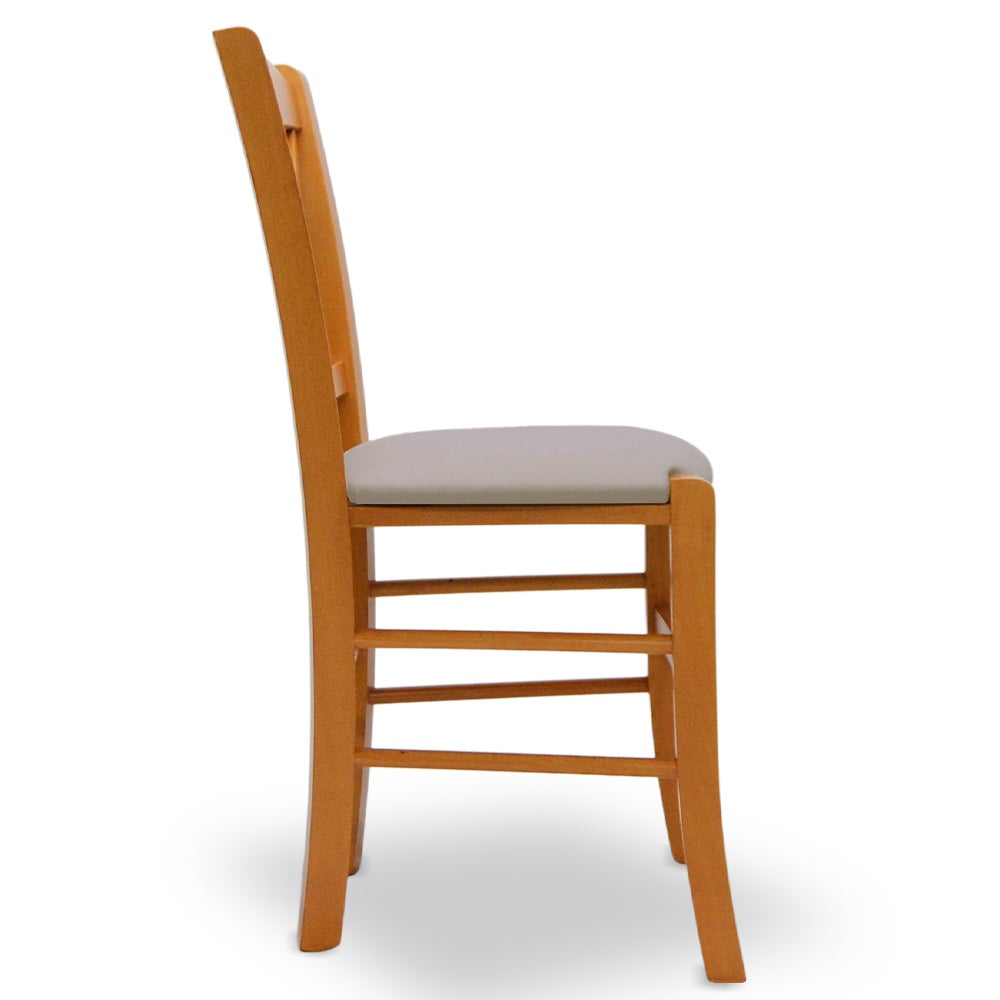 Sedia Venezia in legno ciliegio croce con seduta in similpelle