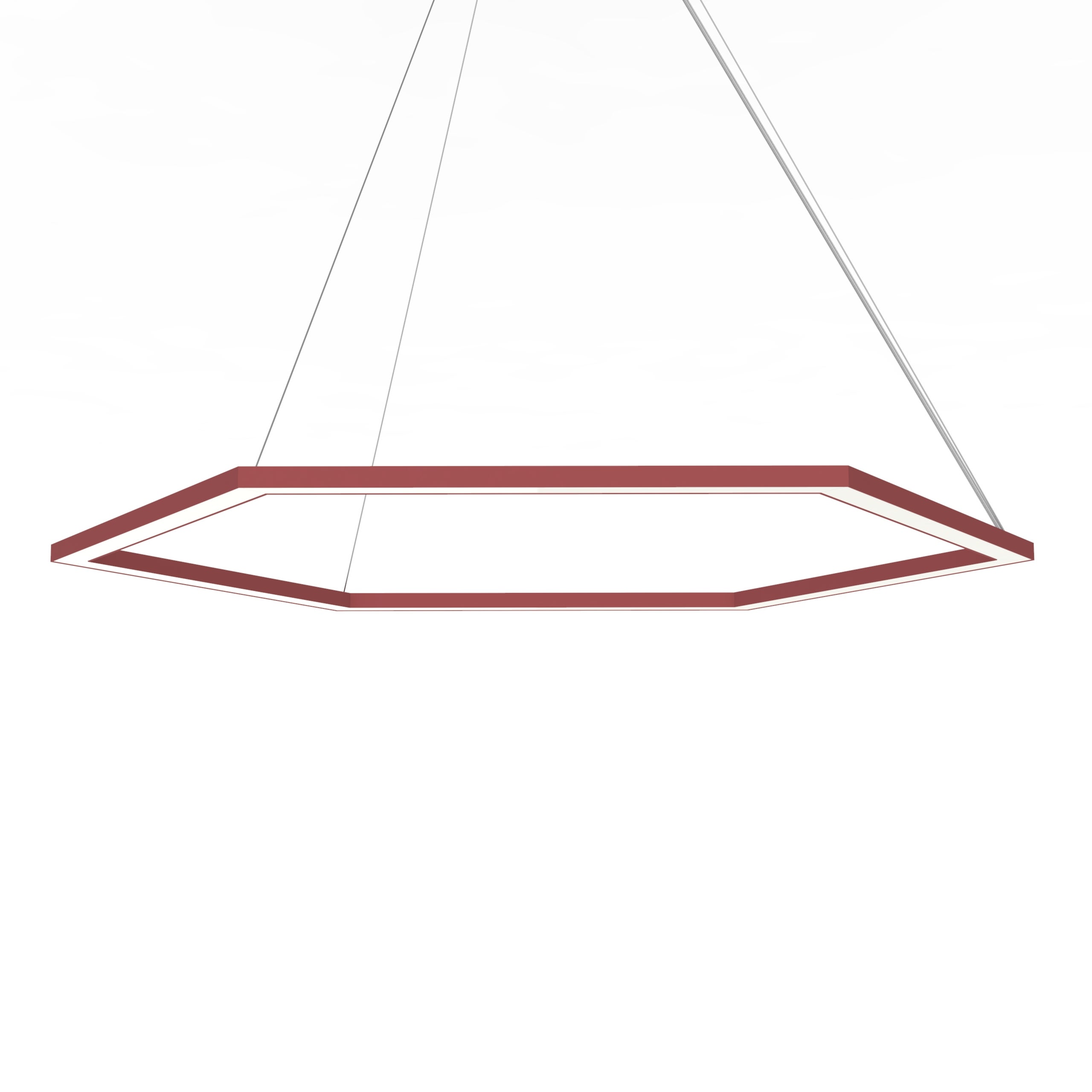 Lumicom | esagono 1x lámpara pendiente, strip led, 52w/m, 3000k, metal, piel de vaca roja, ø90cm