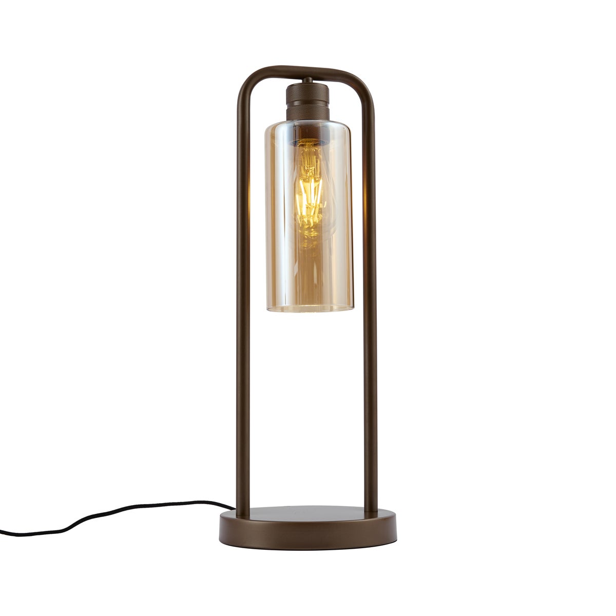 Qazqa elegancki hotelowy lampa stołowa ze szkłem - Stavelot - ciemny brąz, okrągły, max. 15w, e27, 54cm, IP20 oświetlenie