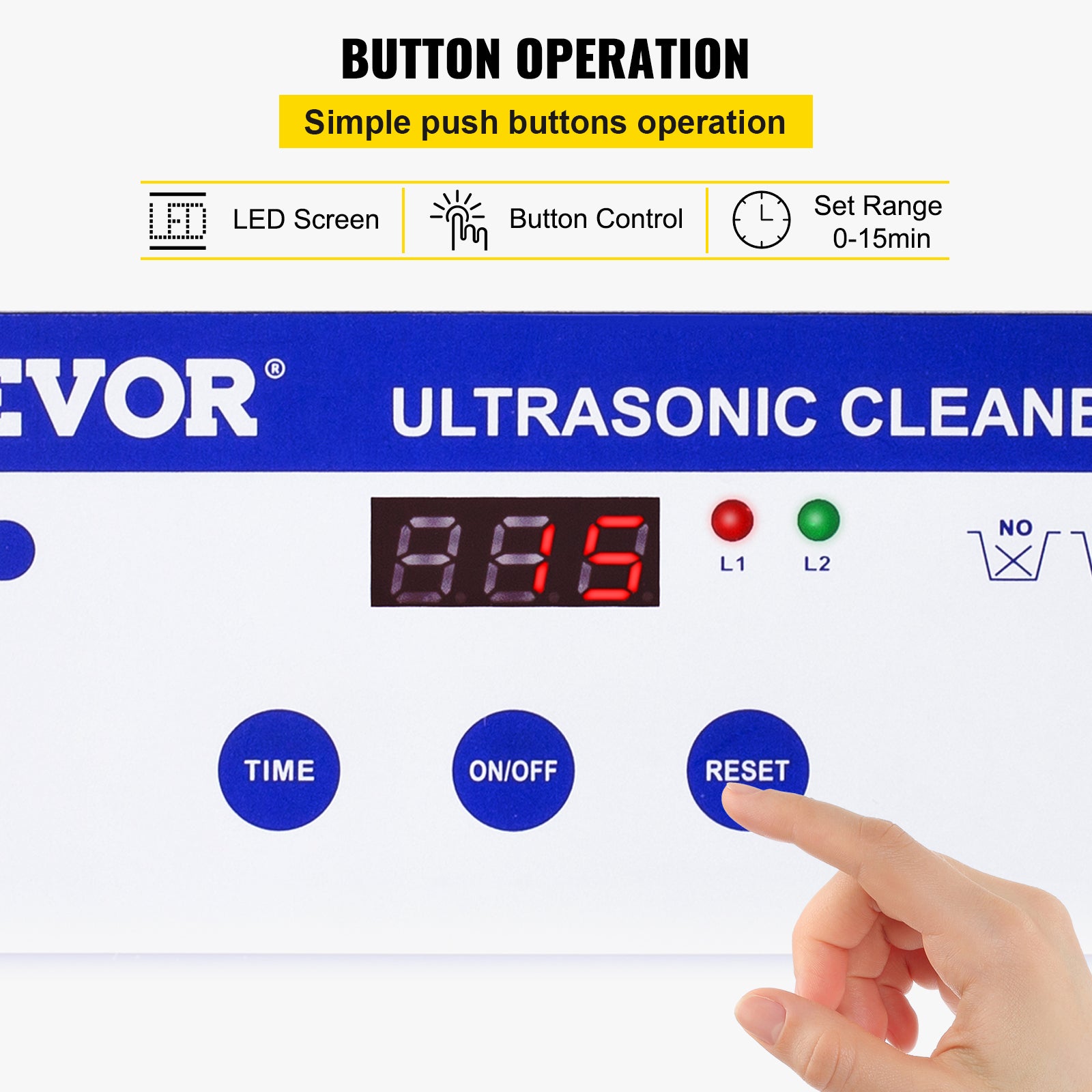 Machine de Nettoyage à Ultrasons VEVOR 0,8 L,Professionel Nettoyeur à Ultrasons Écran Affichage LED 220 V,Nettoyeur Ultrasons Acier Inoxydable - 4