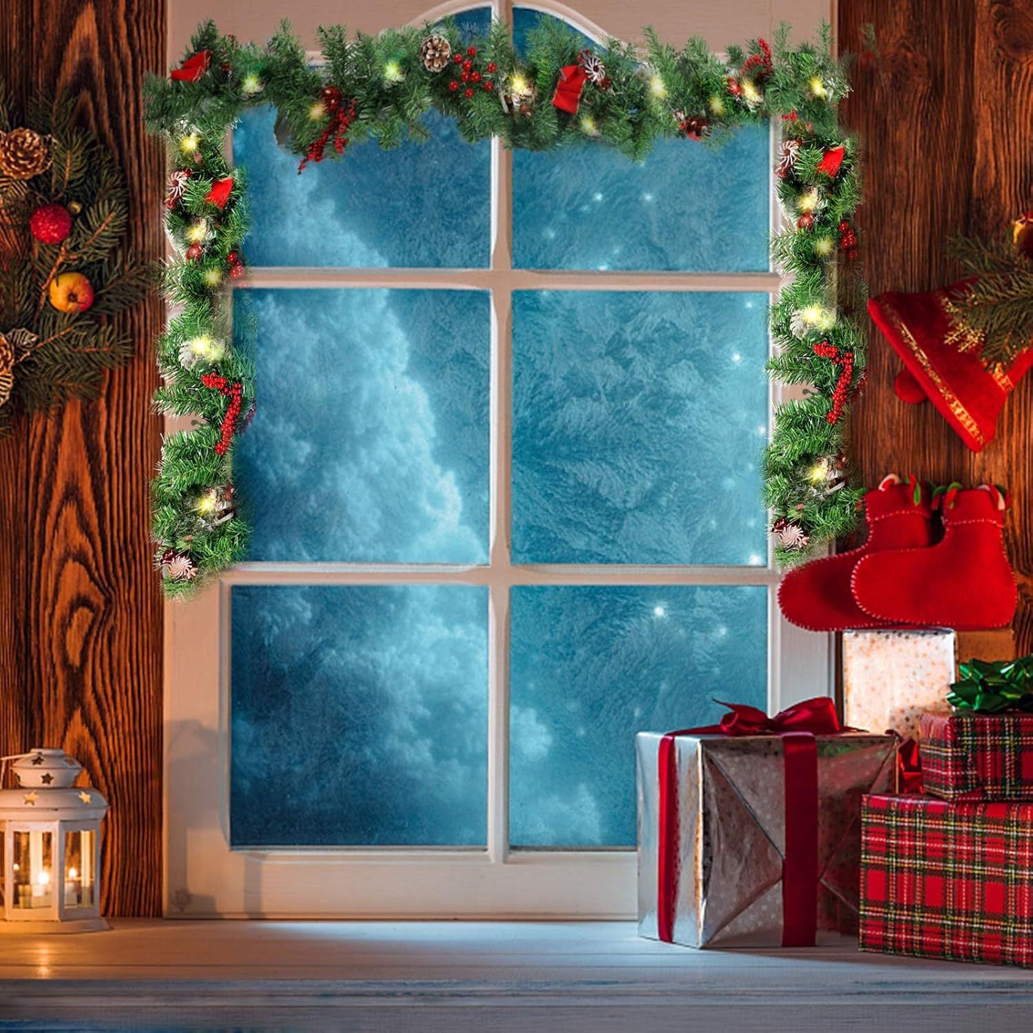Couronne Noël 30cm 30cm - Avec Baies, Pommes De Pin | Décoration