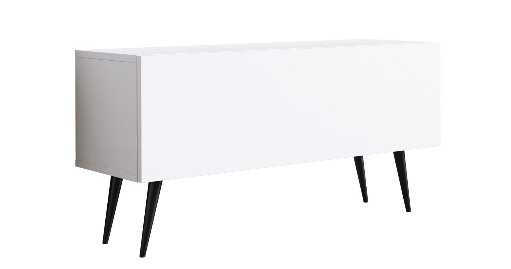 Szafka RTV : Biały Matowy, czarne nogi, 100 x 32 x 52 cm