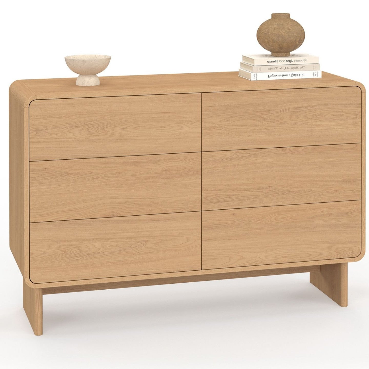 Commode 6 tiroirs CAPUCINE 115 cm façon hêtre design arrondi - 2