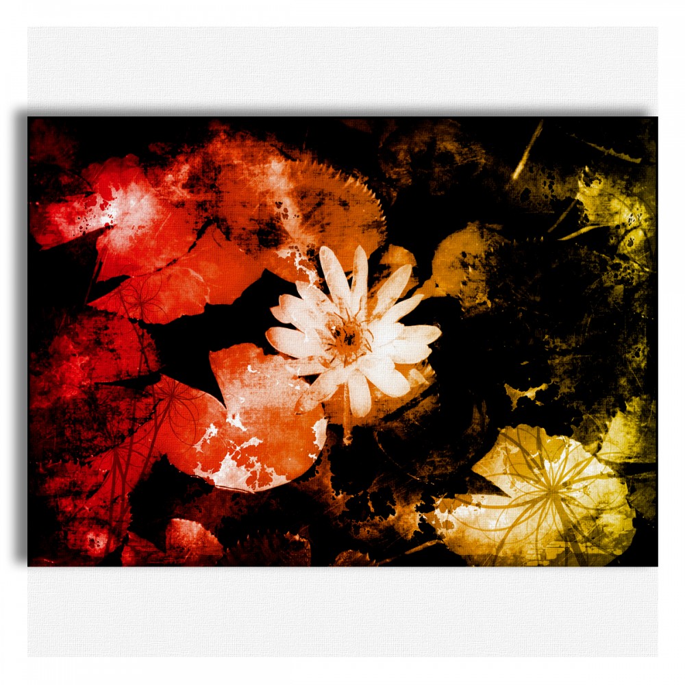 Dekoracja kwiatowa w stylu grunge – obraz na płótnie na drewnianej ramie 140x100 cm