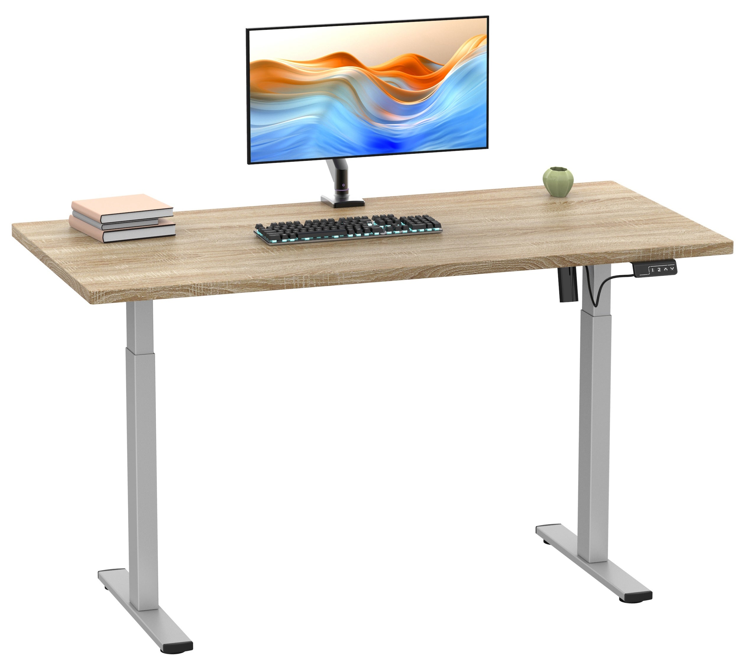 VCM Biurko Lona Srebro / Sonoma Oak H. 71-120 x B. 110 x T. 50 cm