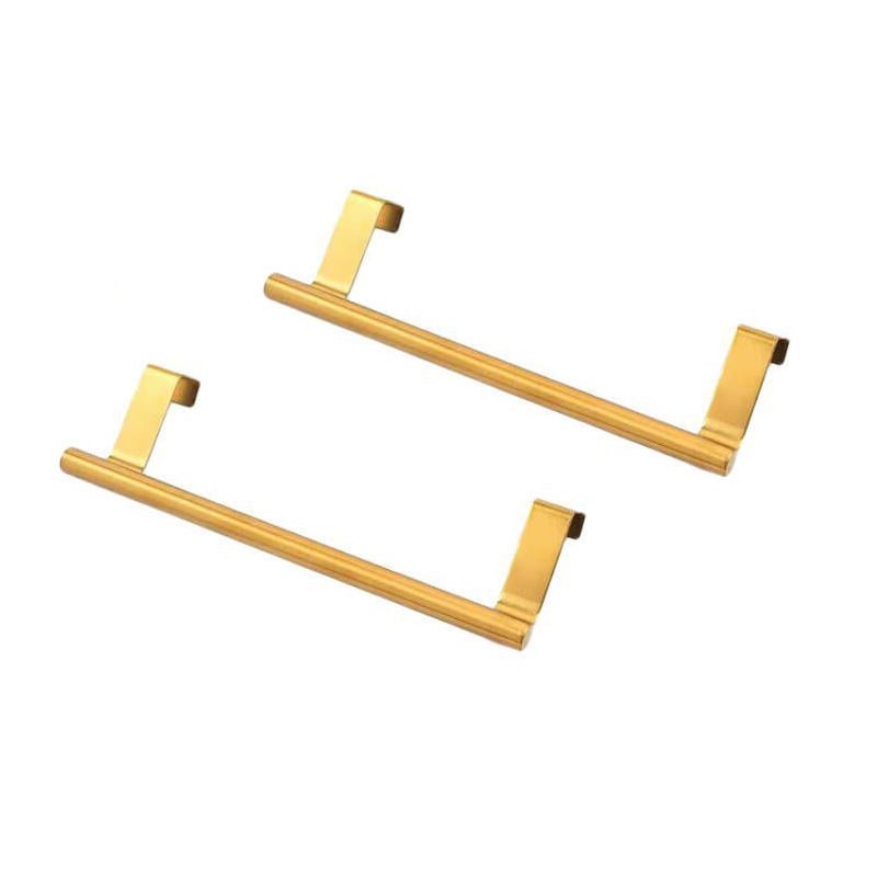 Wieszak na ręczniki nad drzwi, bez konieczności wiercenia, do kuchni, łazienki i szafy, 23 cm, zestaw 2 sztuk (złoty)