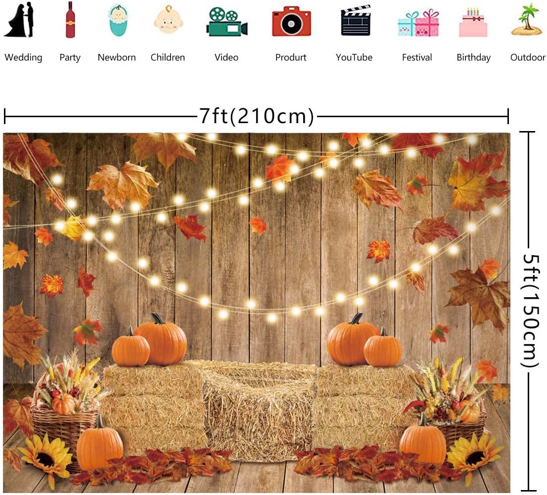 Toile de Fond pour Photographie de Citrouille Automne 7x5FT, Automne ...