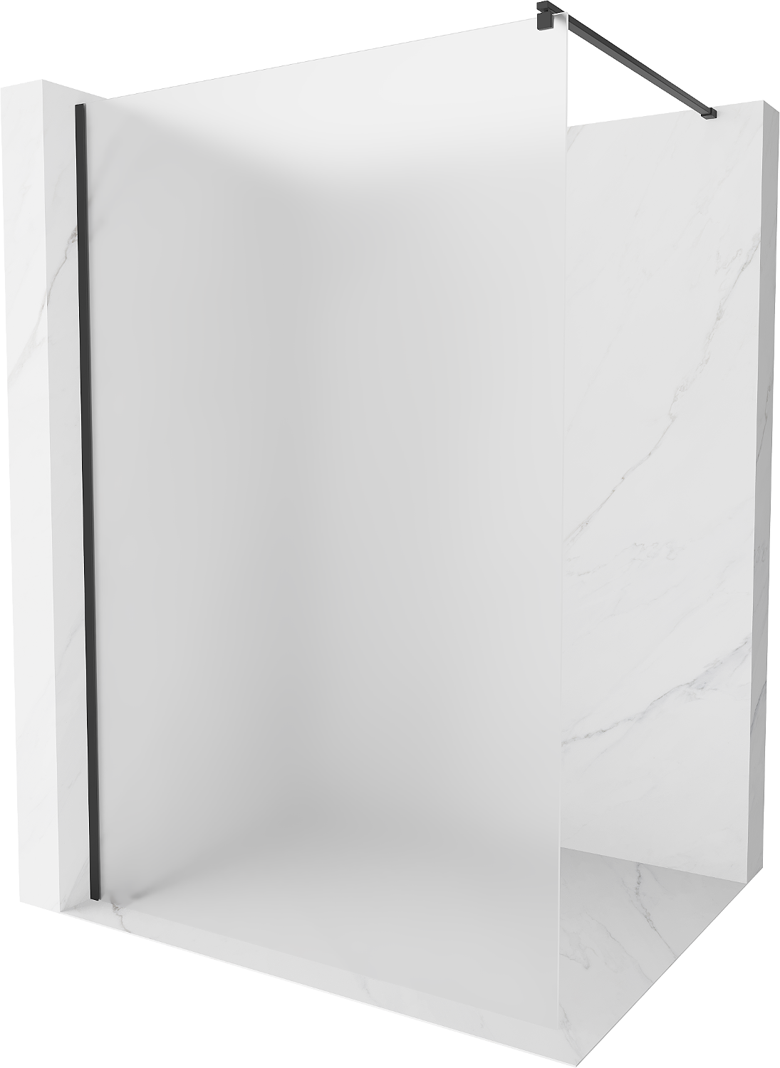 Mexen Kioto ścianka prysznicowa Walk-in 140 x 200 cm, szron 8 mm, czarna - 800-140-101-70-30