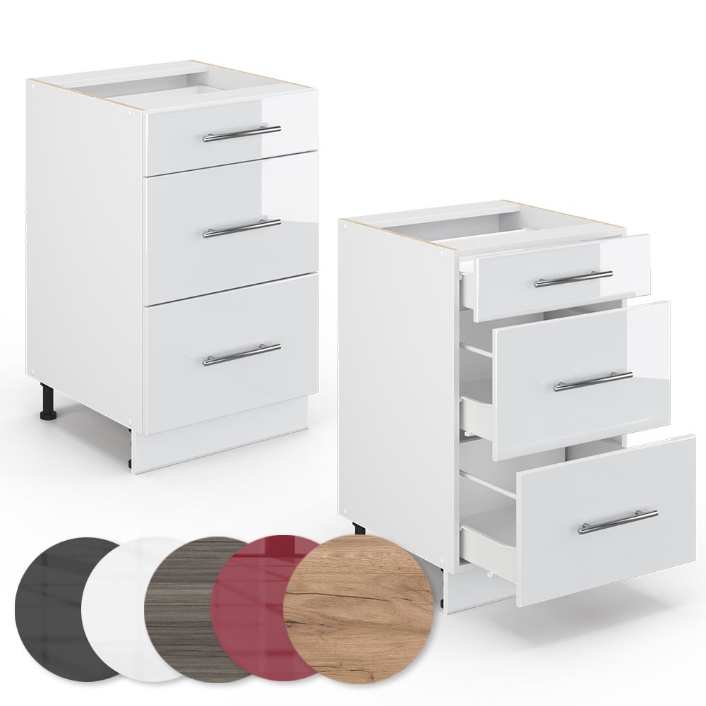 Vicco Meuble cuisine Fame-Line, Blanc Haute brillance, 50cm sans PT - 5