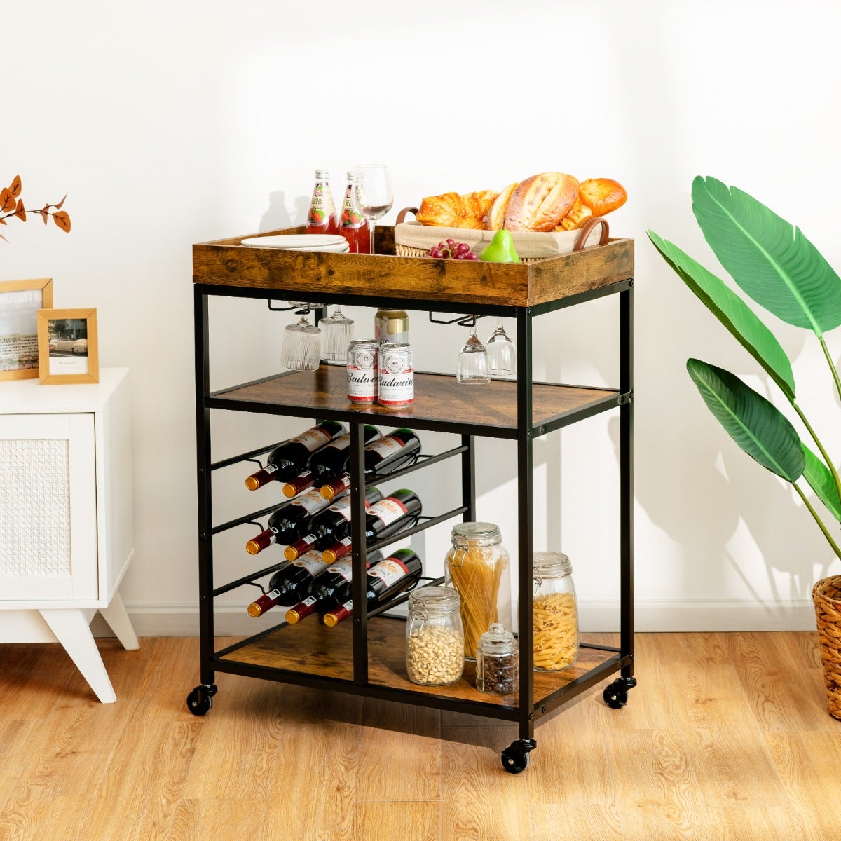 Desserte Cuisine Style Industriel Chariot Service Roulant 3 Niveaux ...