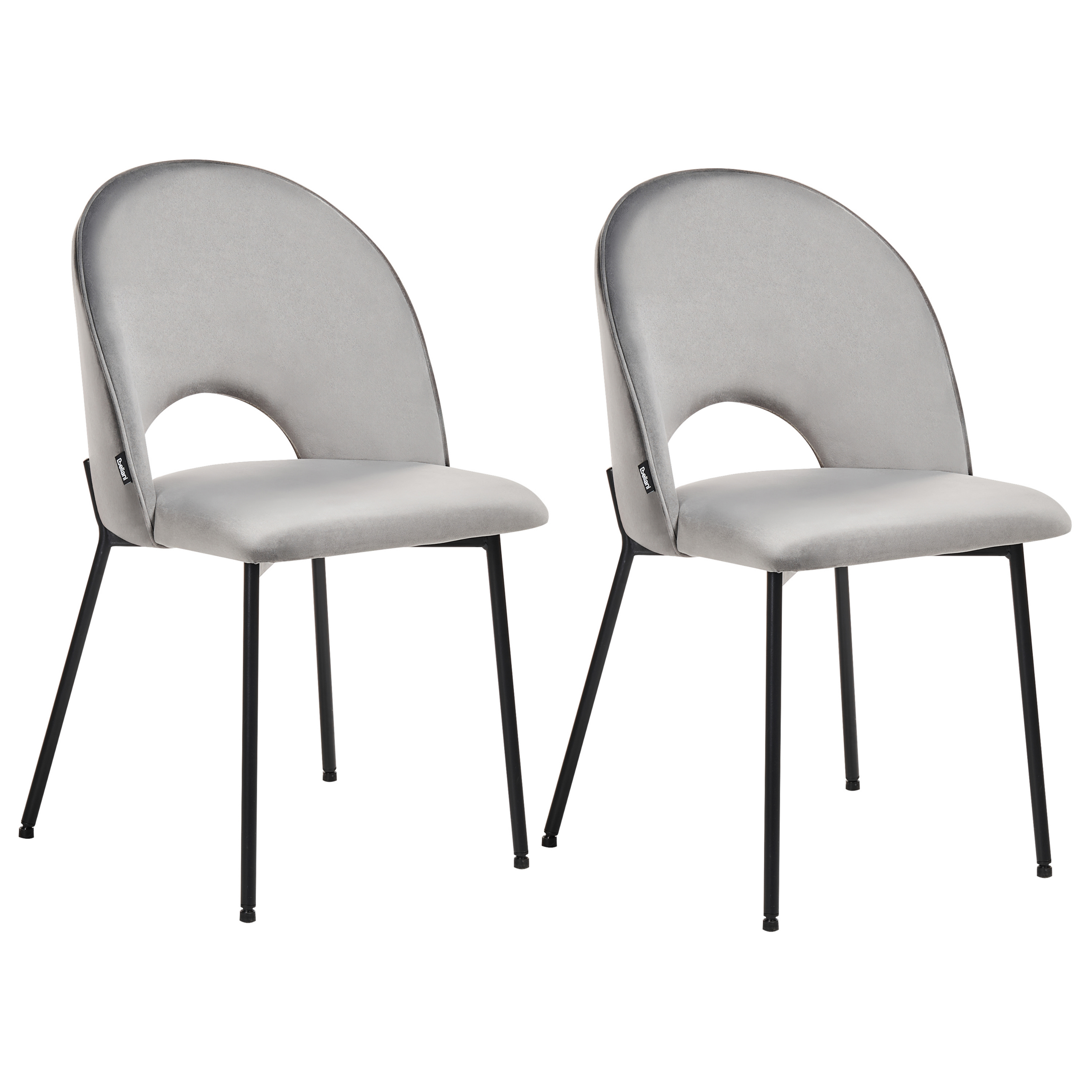 Beliani Conjunto De 2 Sillas De Comedor Covelo Terciopelo Gris , Leroy Merlin