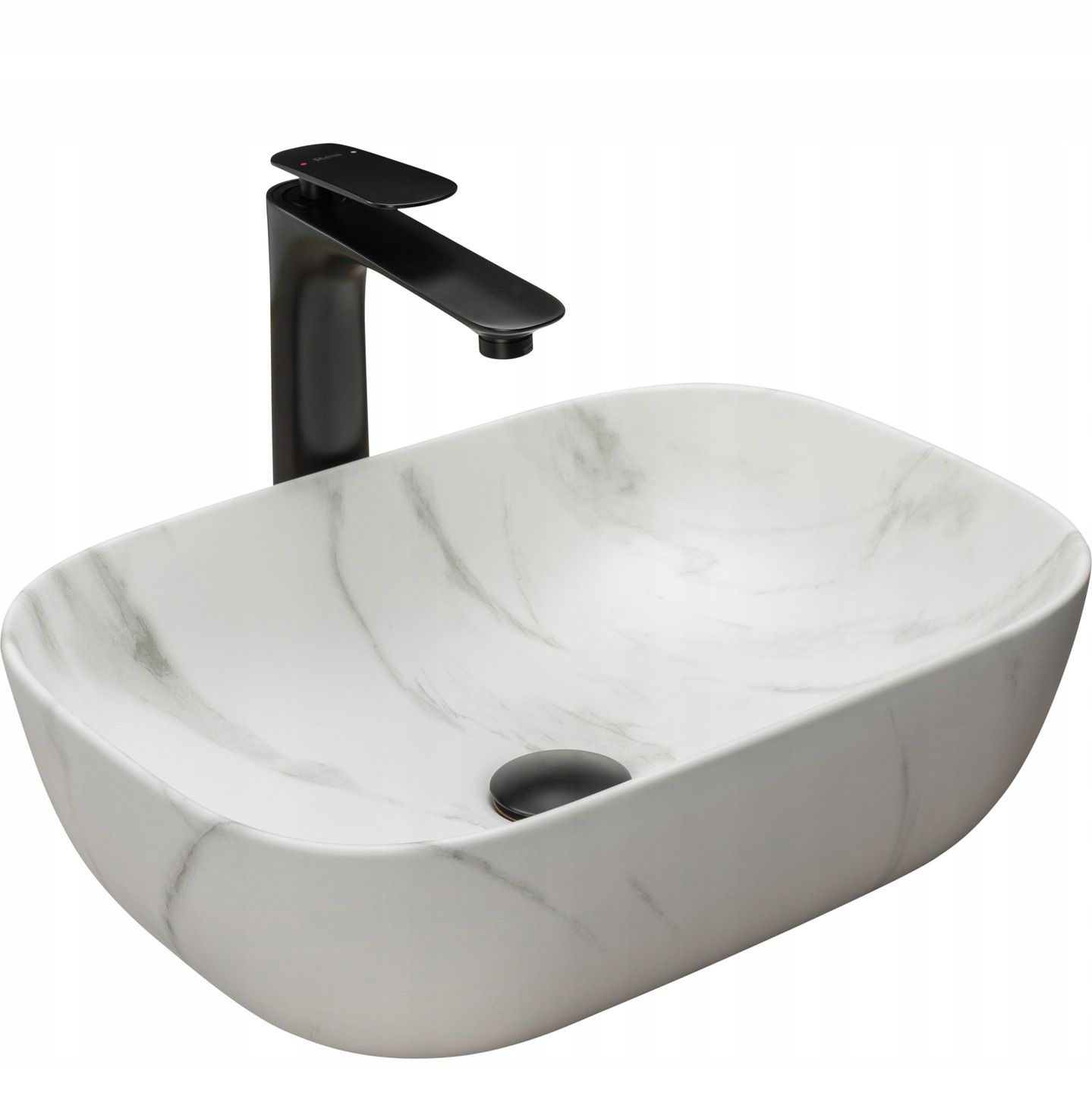 Umywalka Nablatowa Rea Belinda Marble Biały 46,5 X 33,5