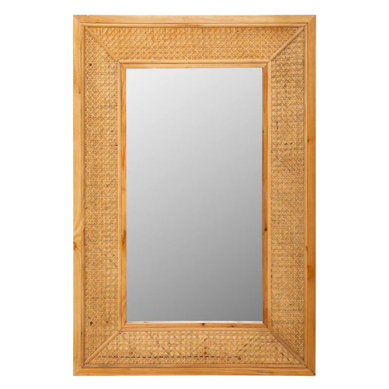 Miroir mural en bois et grille marron 60x04x90h - 8