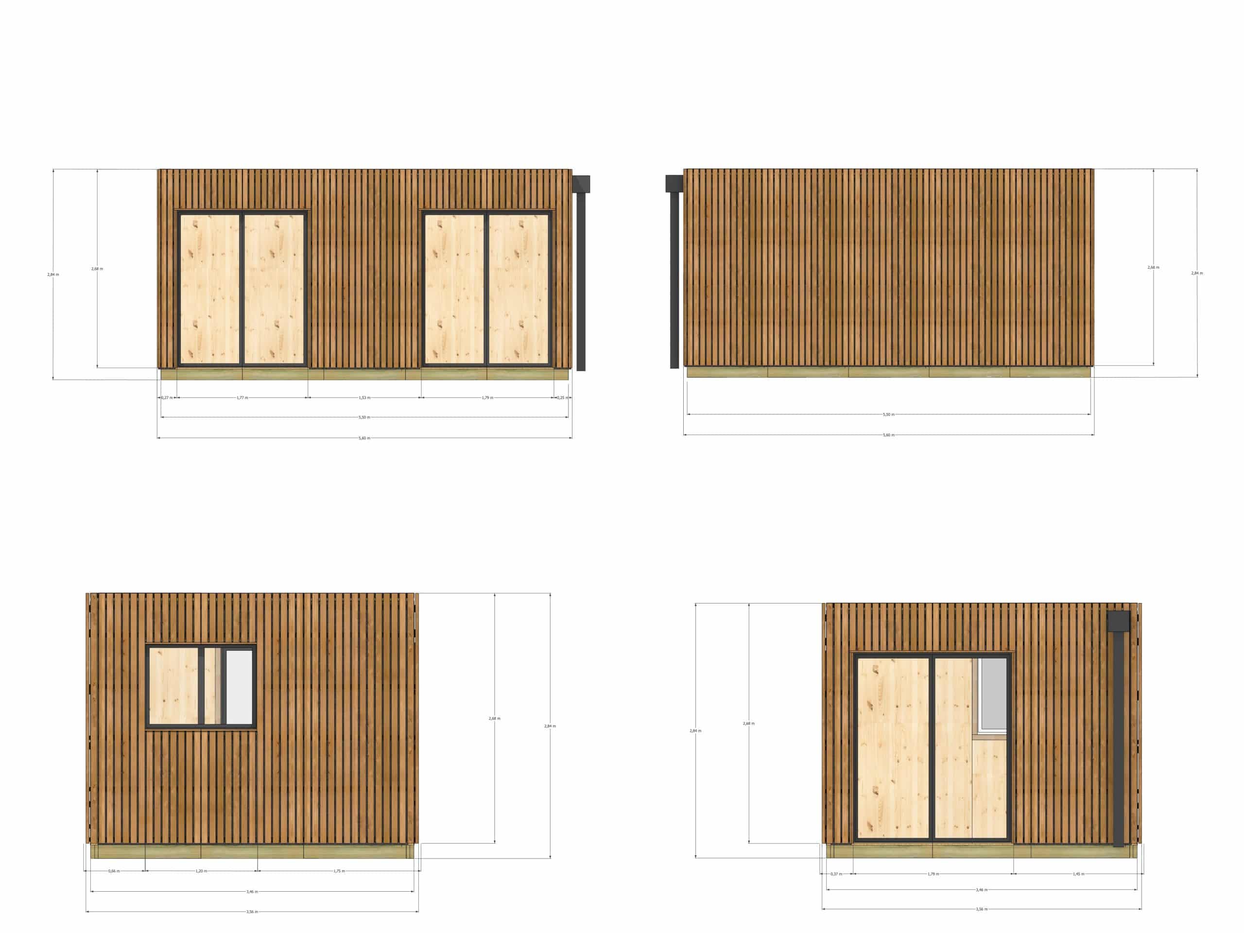 Annexe de jardin bois en bois 5,5 x 3,5 x 2,7 m avec plancher isolé - 4