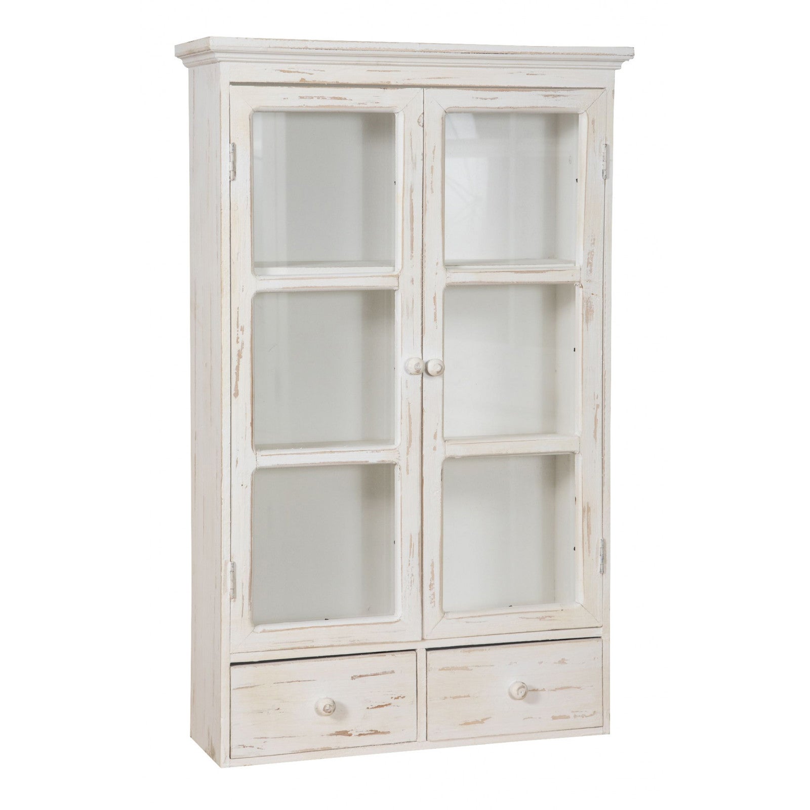 Biscottini vitrina de cocina de madera 76x46x14,5 cm   vitrina blanca shabby chic 2 estantes   armario de pared de baño blanco 2 puertas