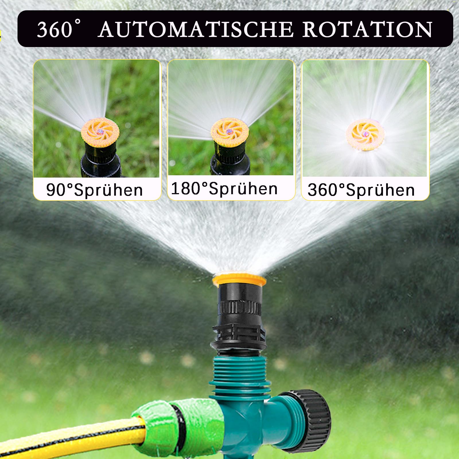 Arroseur Jardin,Arrosage Automatique pour Jardin,Arroseur de Pelouse 360,Arroseur de Jardin Multifonction-RéGlable Vec Raccord De Tuyau 1/2 et Y Set 1 - 6