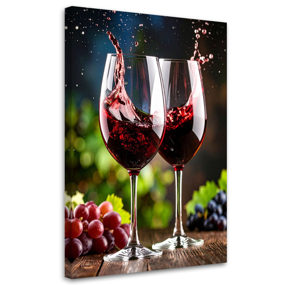 Obraz do kuchni jadalni, Kieliszki z winem winogrona 70x100