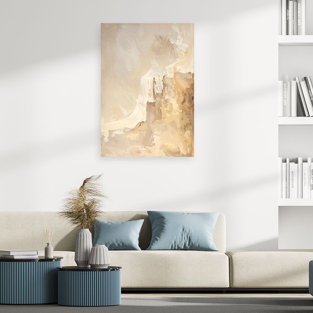 Obraz do salonu sypialni biura spa, Nowoczesna Pastelowa Abstrakcja w kolorach beżu 80x120 - 2