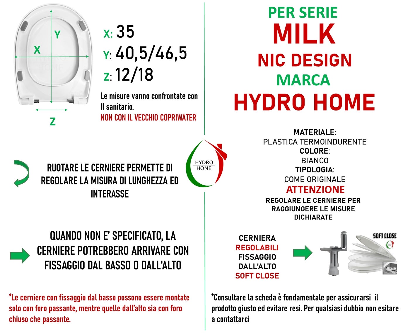 Copriwater Per NIC DESIGN PIXEL, Termoindurente Bianco, Con Cerniera Inox Normale O Soft Close, Made In Italy