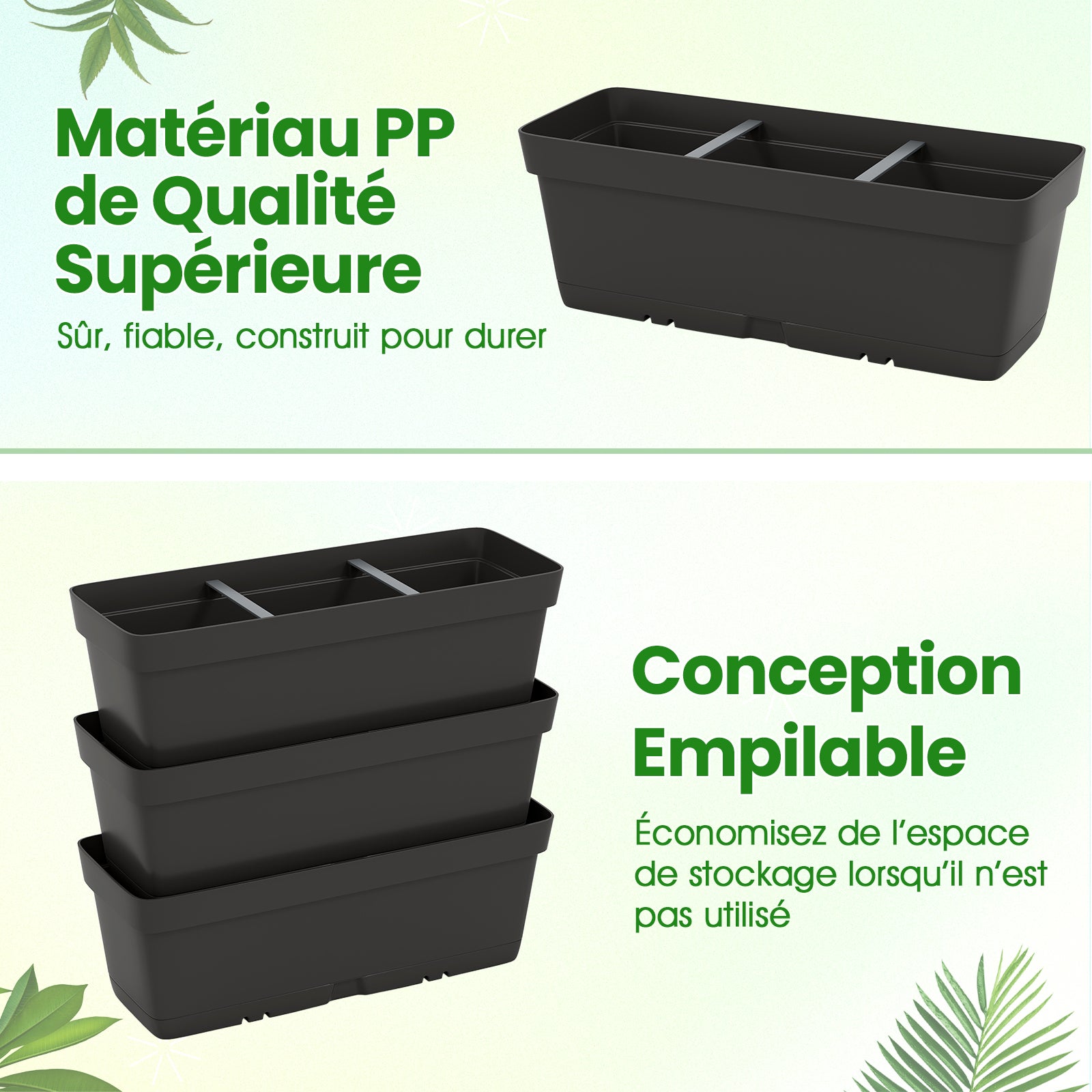Jardinière Surélevée Vertical avec 6 Bacs de Plantation Trous de Drainage, Lit de Jardin Arrangement DIY pour Fruits Légumes Fleurs Herbes, Noir - 6