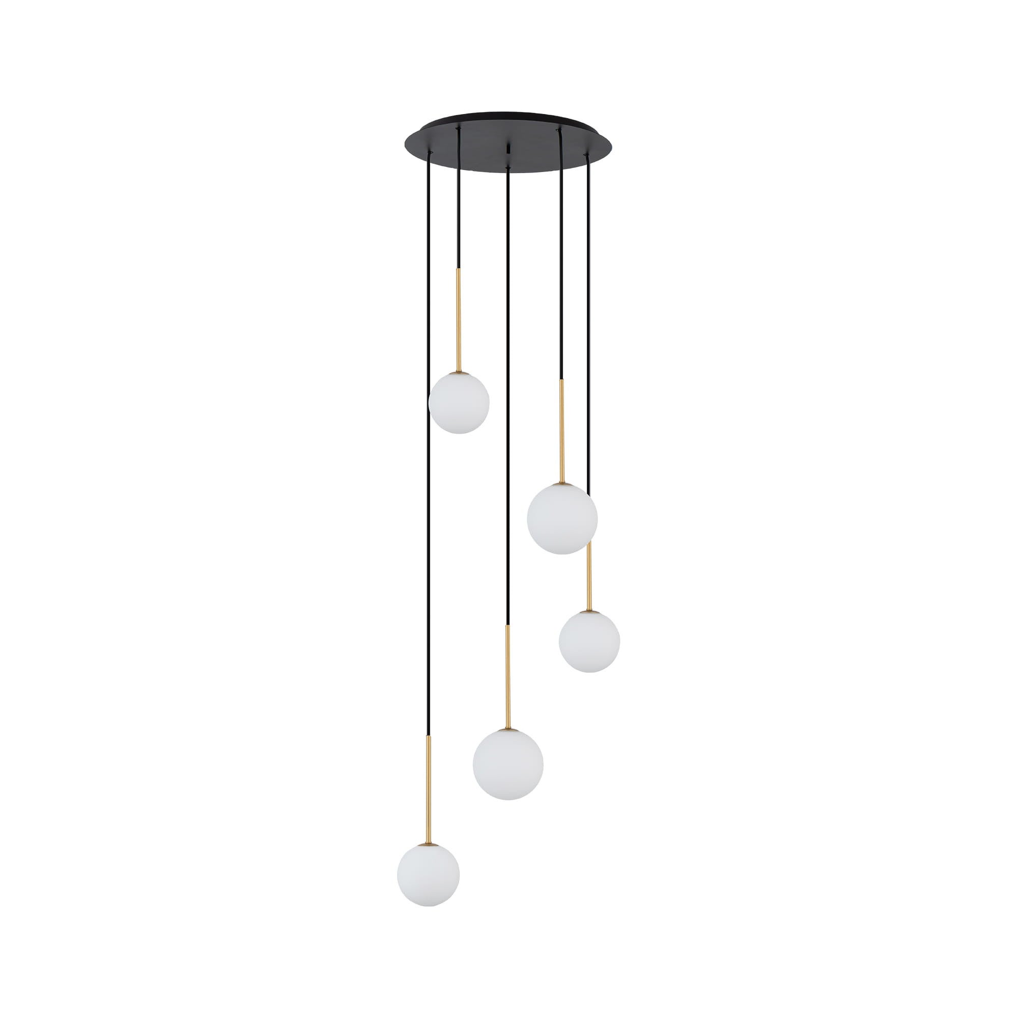 Lampa wisząca Karo czarno-biało-złota 5xG9x12W kaskadowa szklane kule wym: 120 x 40 x 40 cm szkło Nowodvorski Lighting