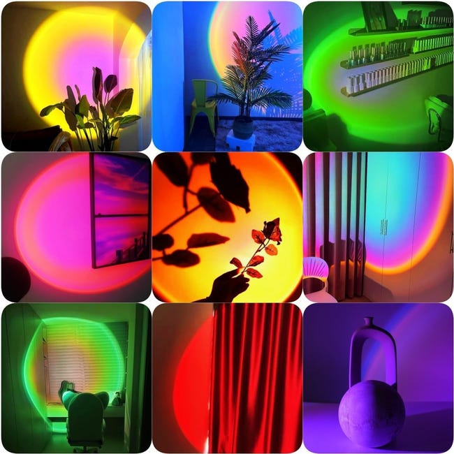 Blarie Sunset Lamp Pro RGB 16 Colori in 1 Lampada Tramonto Colorata, LED Lamp Telecomando e App, Rotazione a 360°, Lampada a Proiezione Sunset Luce Notturna a Led (Model 1 Blarie Sunset Lamp Pro RGB 16 Colori in 1 Lampada Tramonto Colorata, LED Lamp Telecomando e App, Rotazione a 360°, Lampada a Proiezione Sunset Luce Notturna a Led (Model 1
