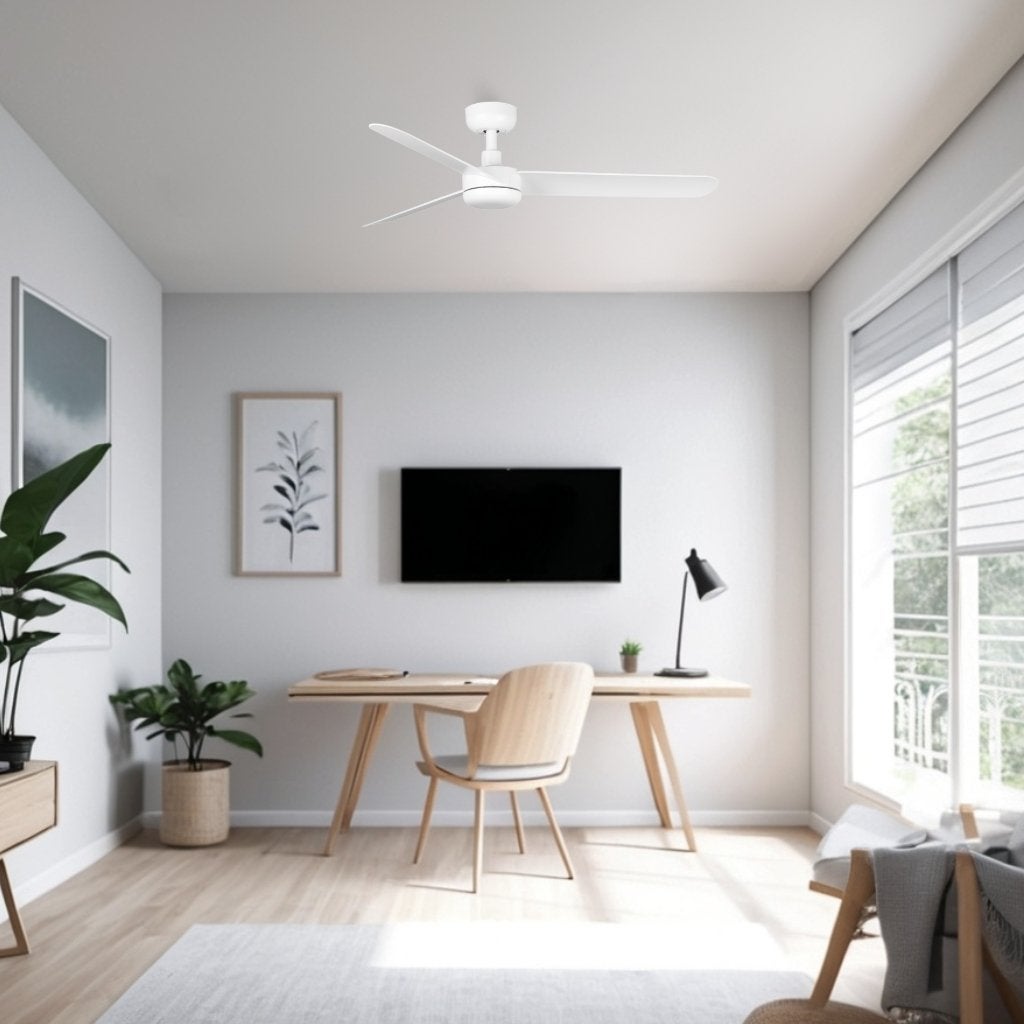 Ventilateur De Plafond BAIRES 90 Cm - Moteur DC Silencieux - Blanc - Sans Lumière - Idéal Petites Pièces