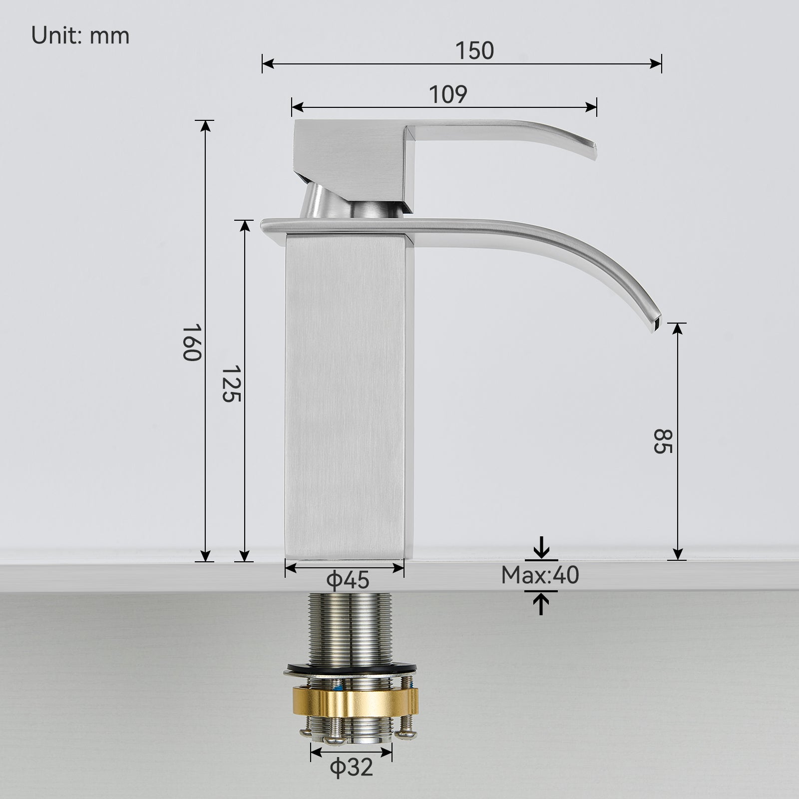 Robinet moderne Mitigeur de Lavabo chrome S Robinet en Acier inoxydable Robinet de lavabo en Casacade Mitigeur pour Salle de Bain - 9