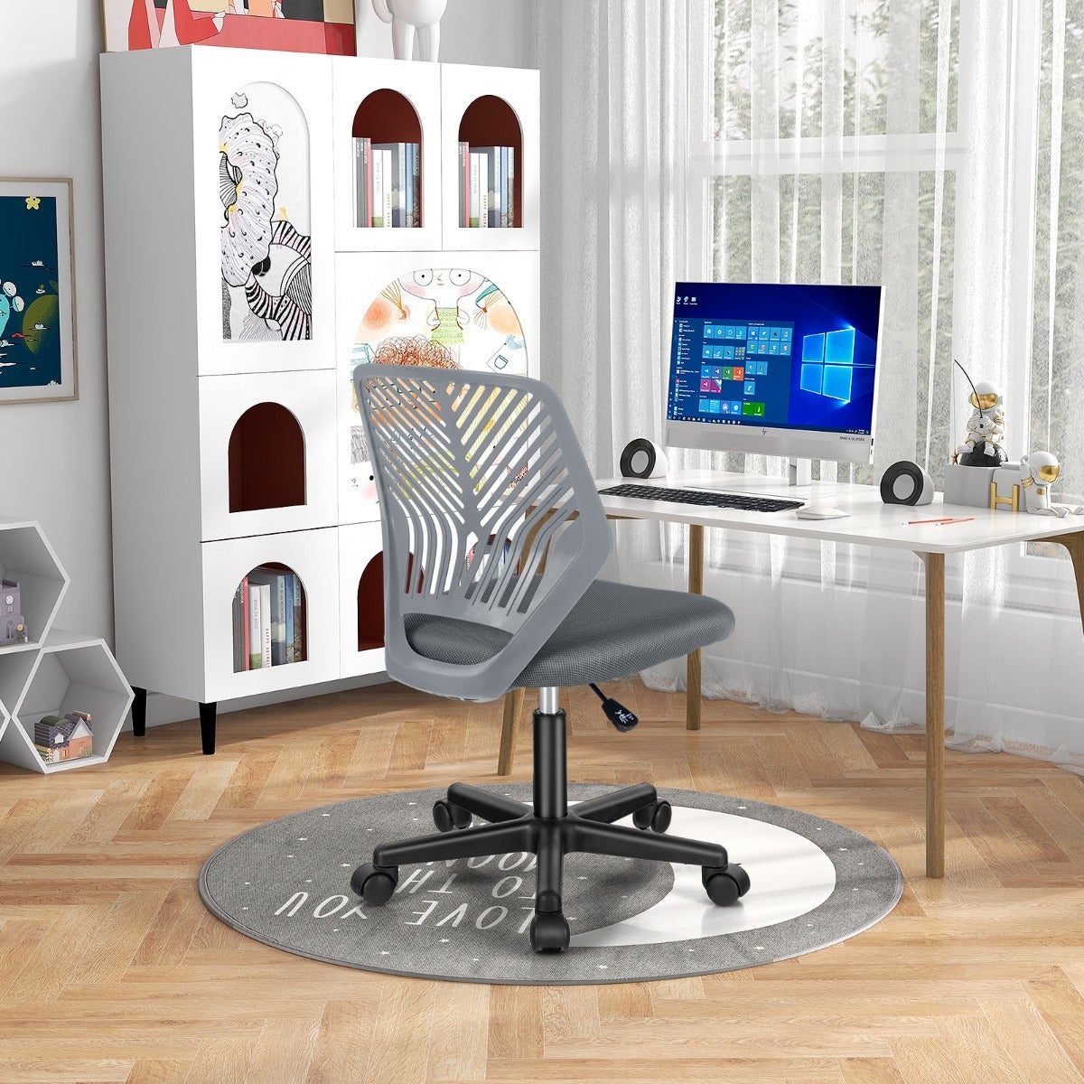 Sedia Da Scrivania Girevole In Rete Senza Braccioli - Regolabile In Altezza 84-96cm, Supporto Lombare, Per Ufficio E Casa, Nero