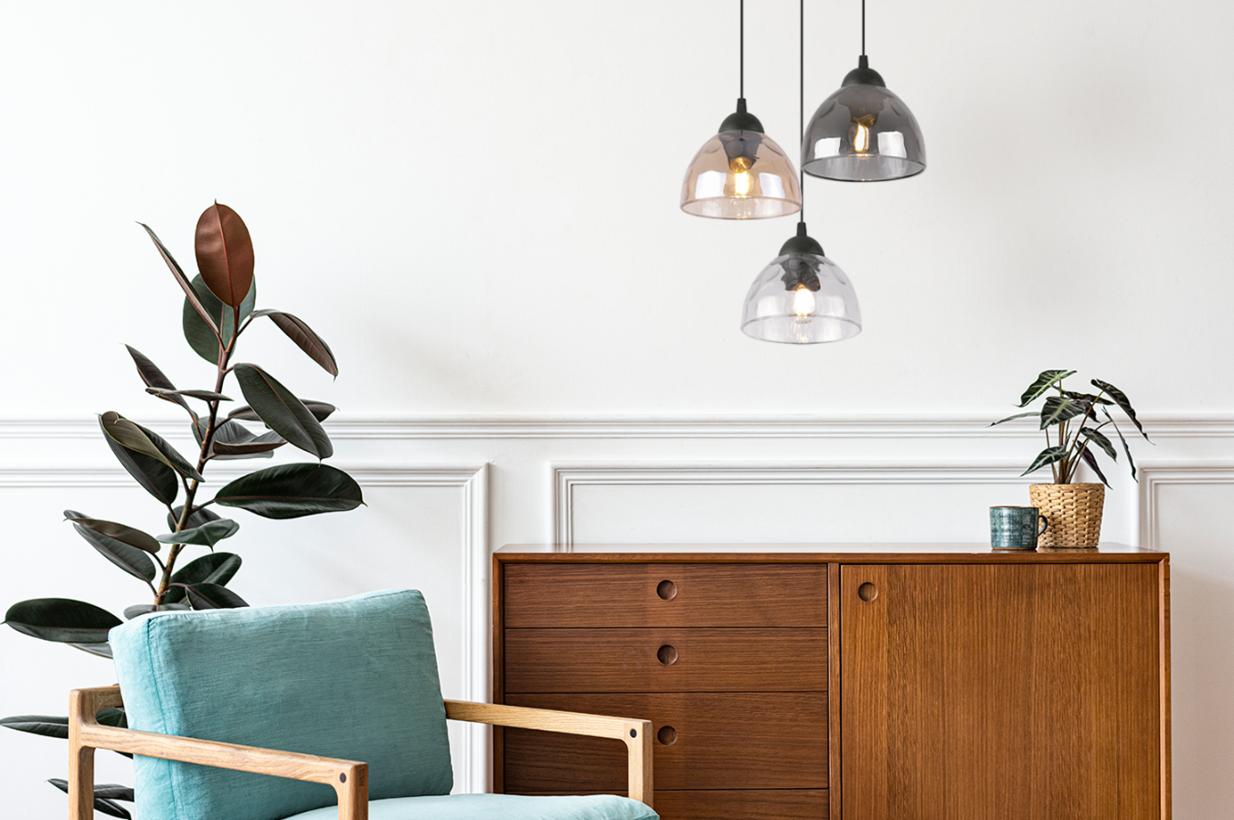 Lampa sufitowa wisząca Venice modern 3xE27 klosz półokrągły czarny/wielokolorowy Light Home LH - 3