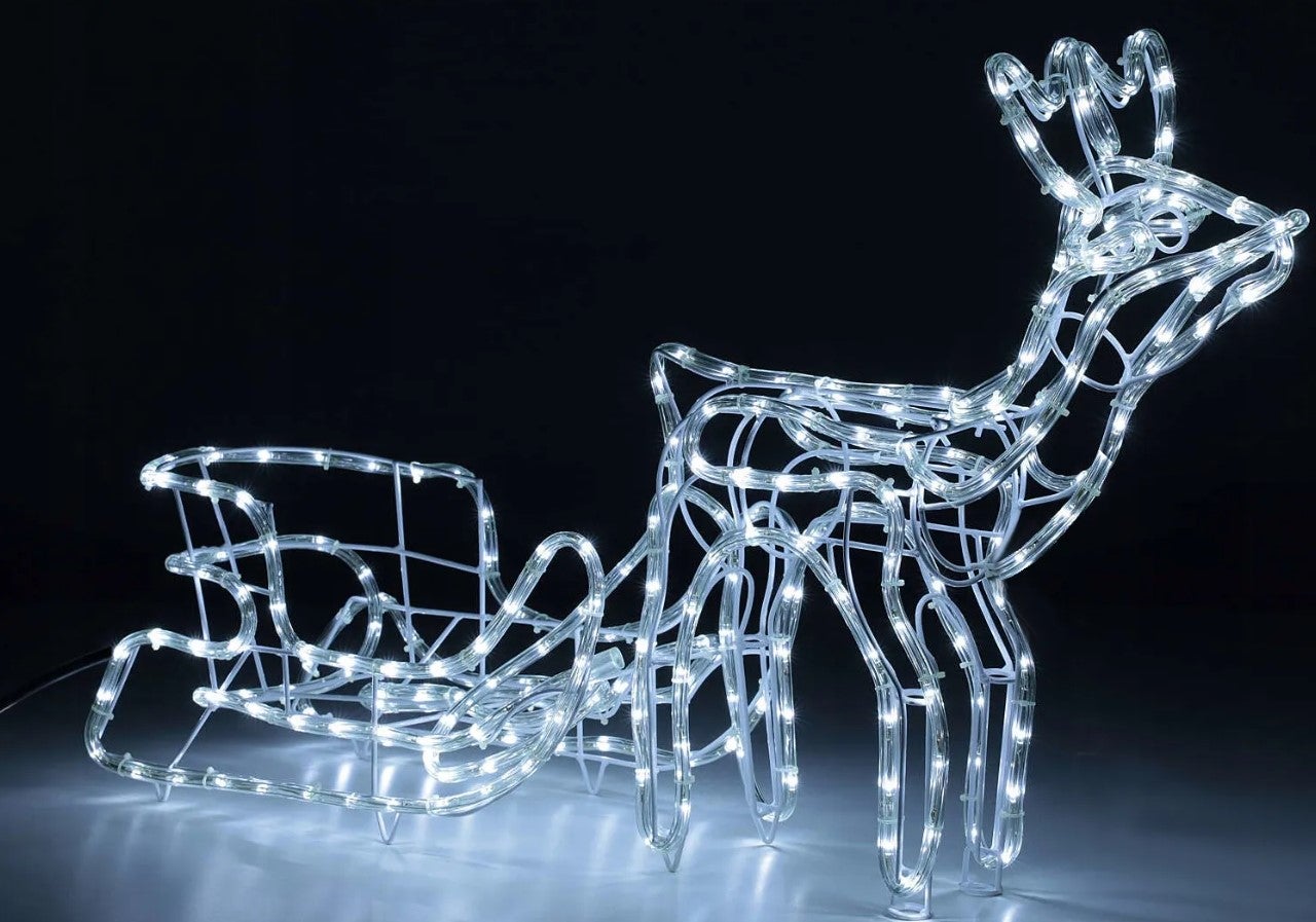 Estructura De Reno Y Trineo Con Tubo De Luces Frías De 288 Leds Apto Para Exteriores Tutumi