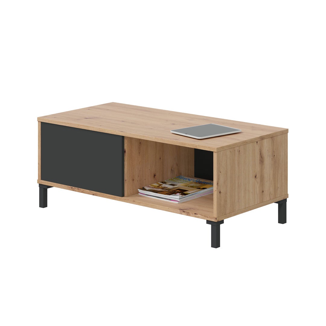 MESA DE CENTRO AUXILIAR 40X100X50 CM CINZA ANTRACITE E CARVALHO NODI - 3