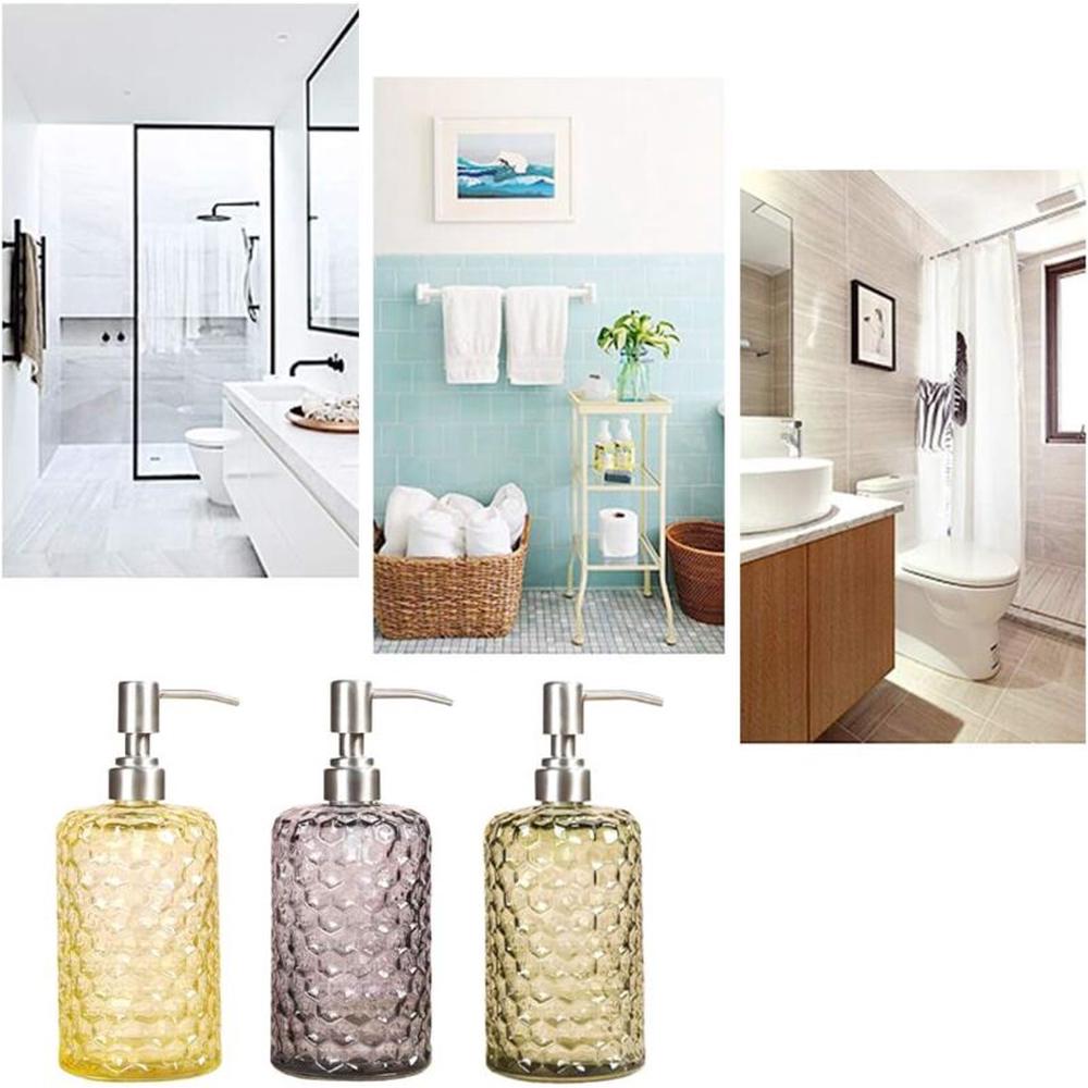 Distributeur de savon en verre et bec verseur en acier inoxydable pour salle de bain, toilette ou cuisine (vert) - 5