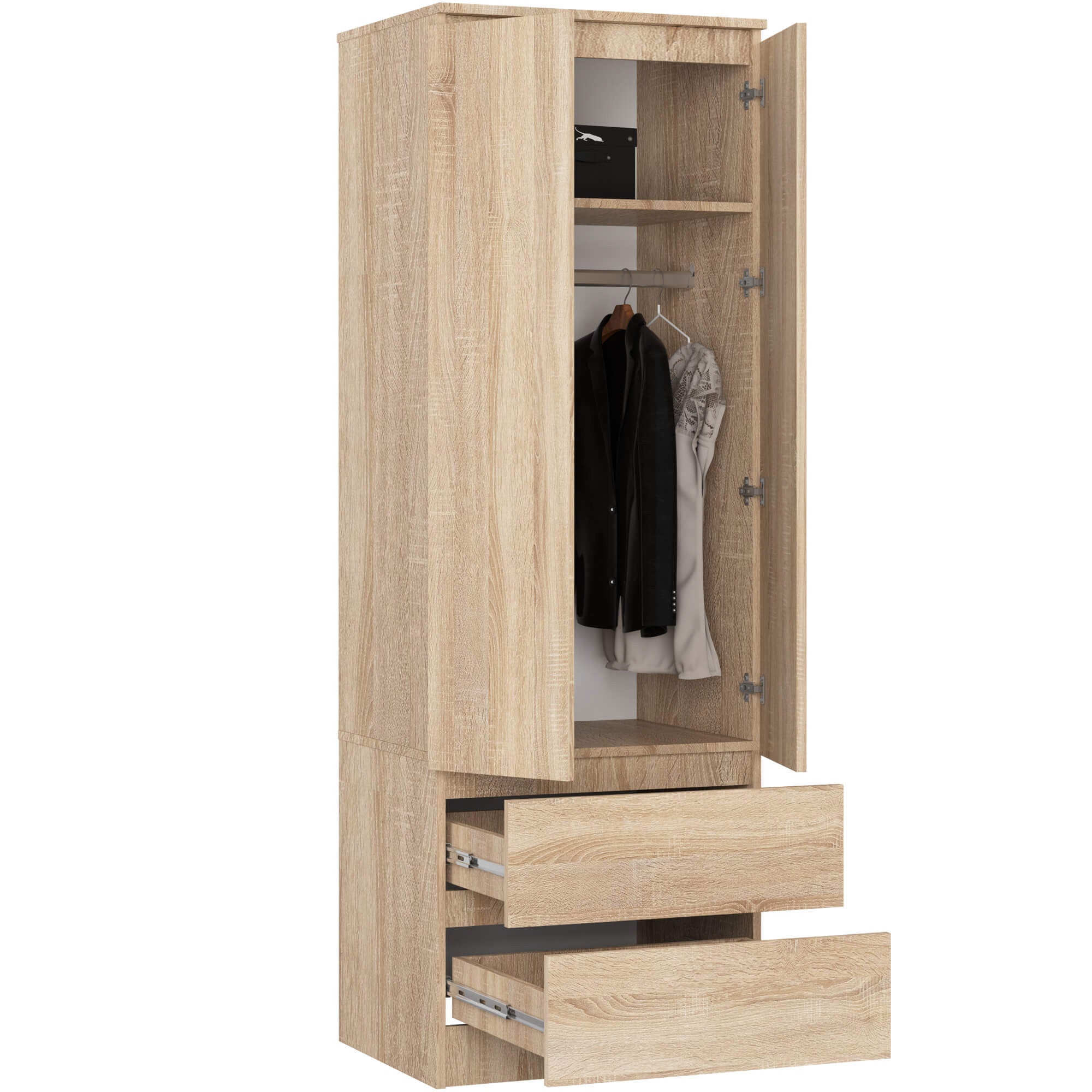 Armoire AKORD S60 Chêne Sonoma 60 cm 2 portes 2 tiroirs façade Chêne Sonoma 1 étagère 60x51x180 cm - 2